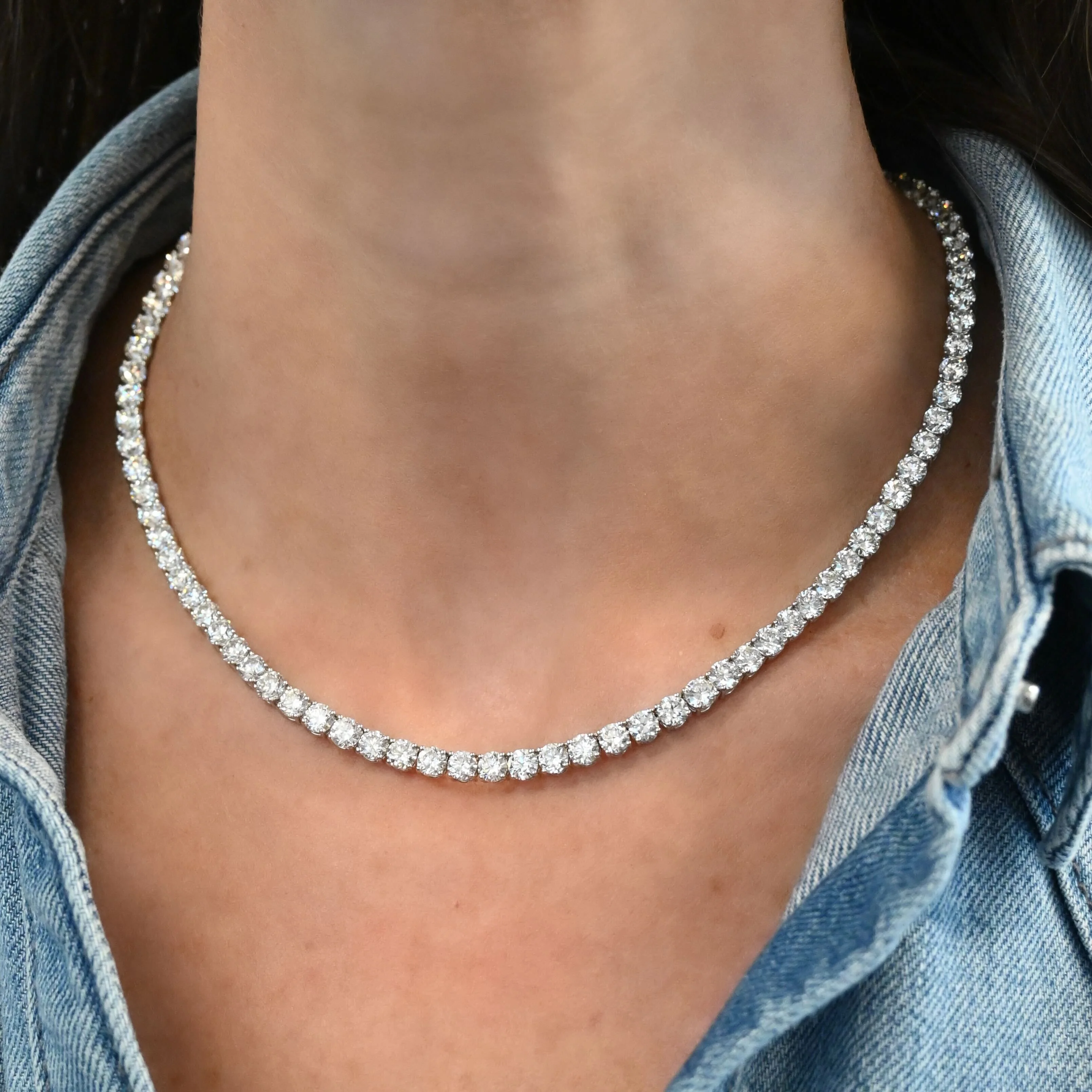 Signature 28CT Round Diamond Tennis Necklace - Image 3