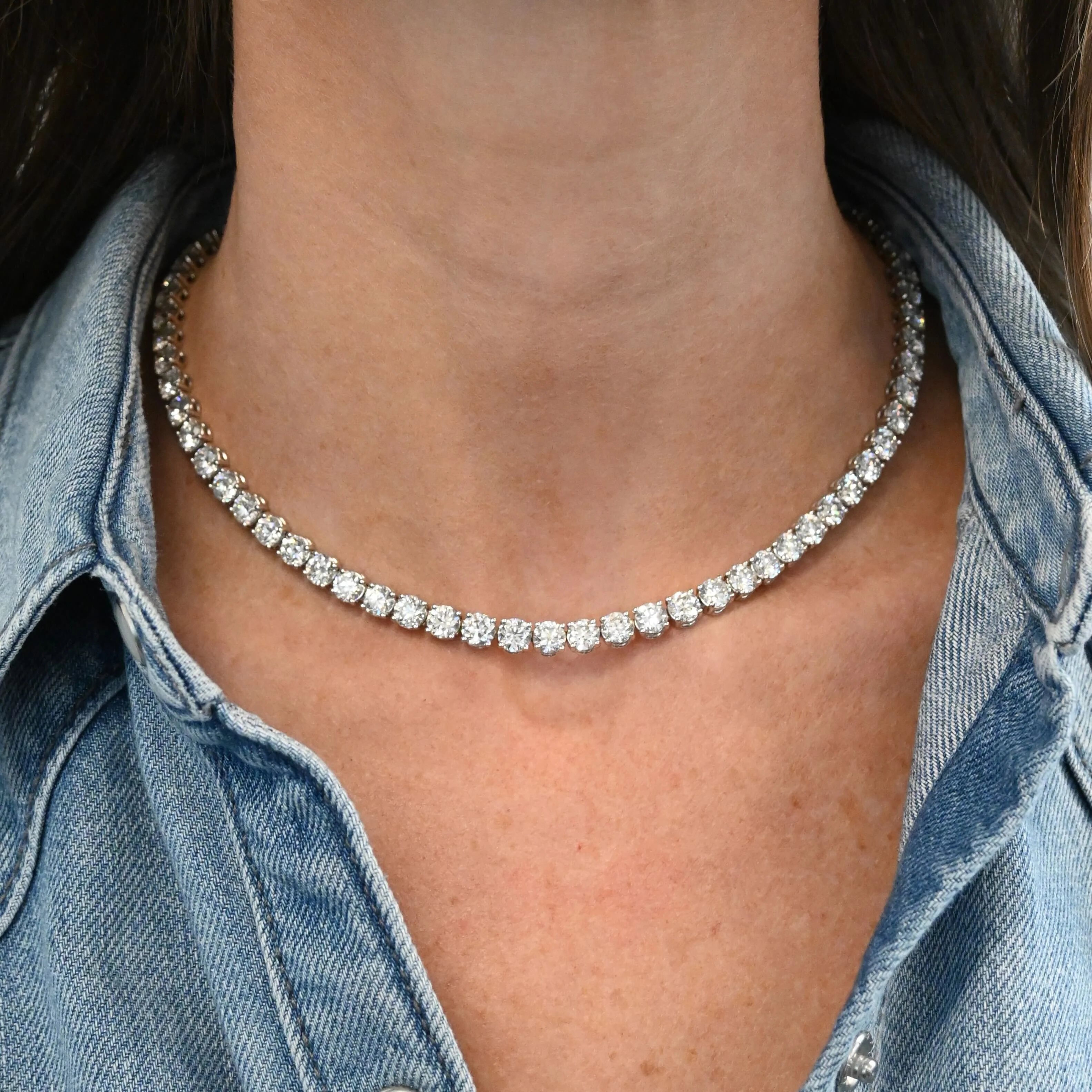 Signature 35CT Round Diamond Tennis Necklace - Image 3