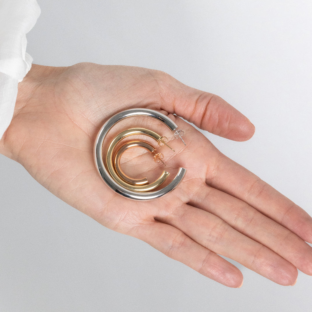 Madison 35mm Tube Hoop Earrings - Image 4