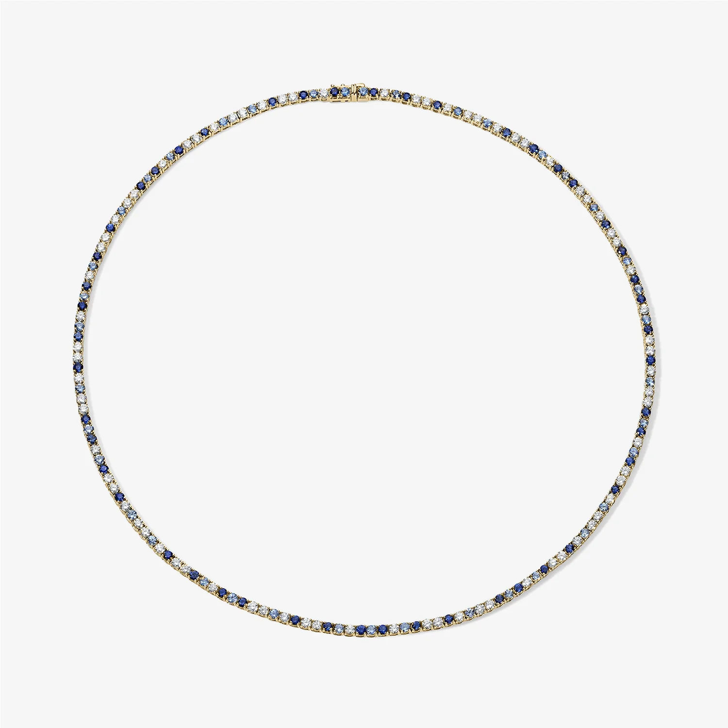 Grace Blue Sapphire and Diamond Tennis Necklace - Image 3