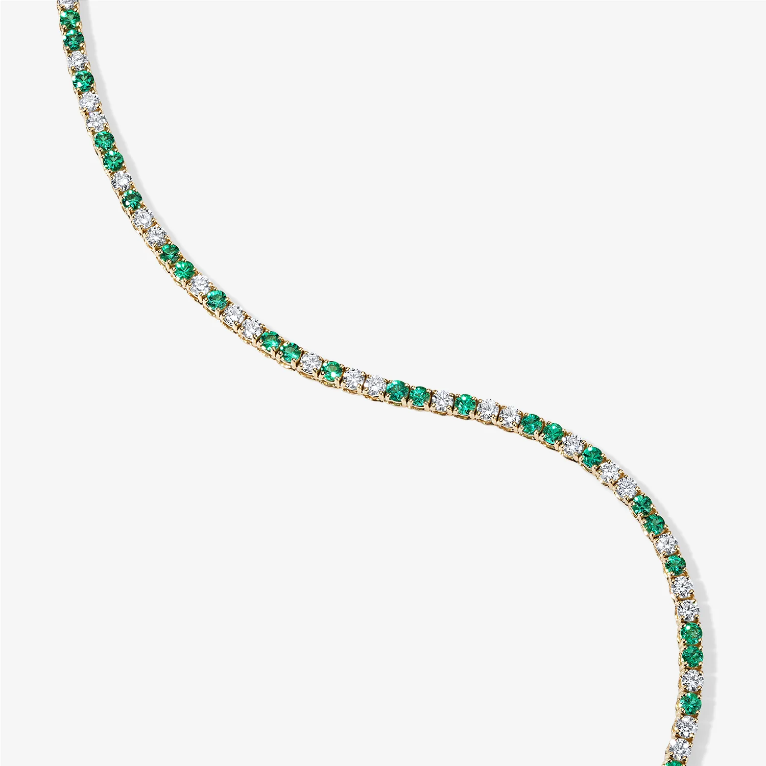 Grace Green Emerald and Diamond Tennis Necklace - Image 3