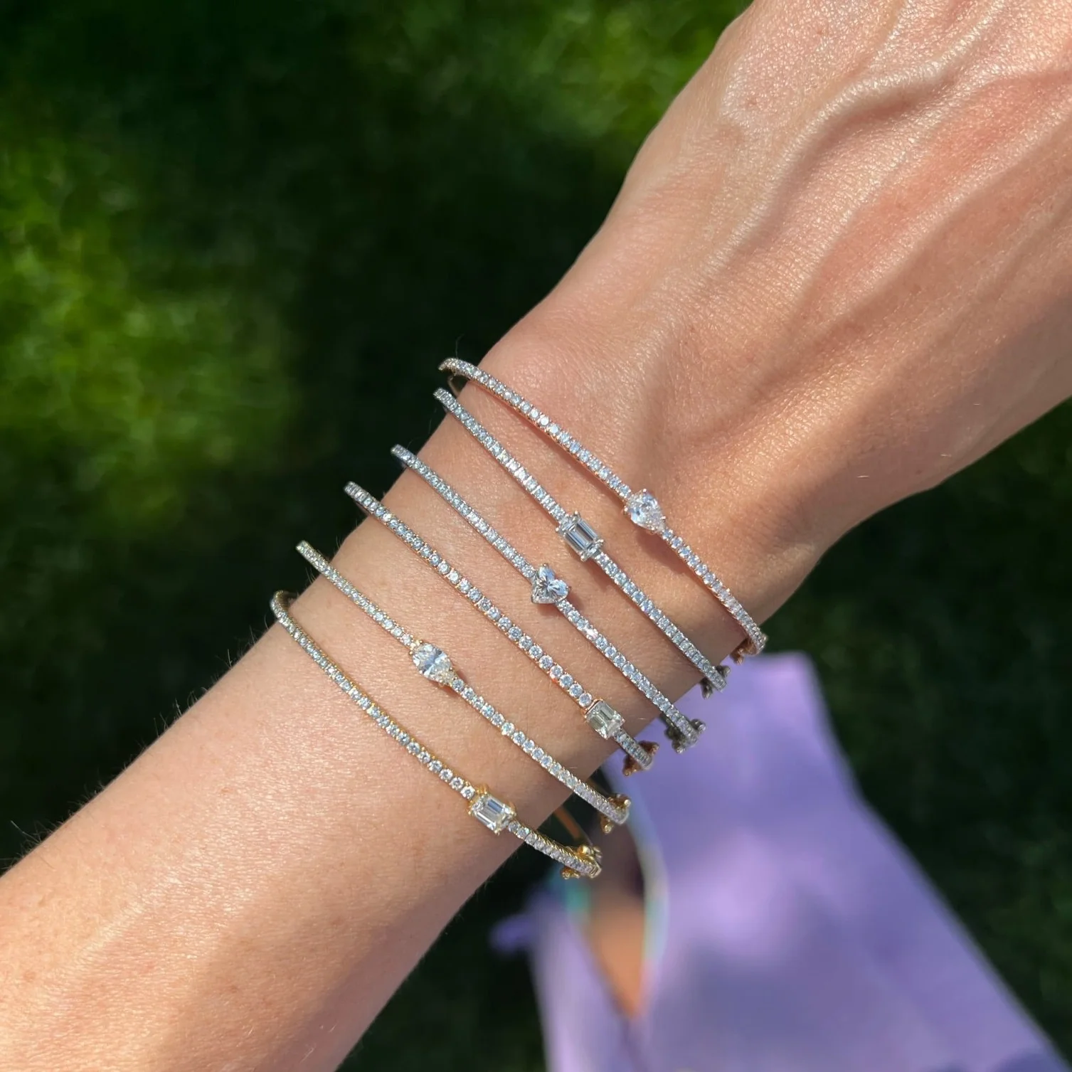 Ivy Diamond Bangle with Emerald Cut Center - Image 4