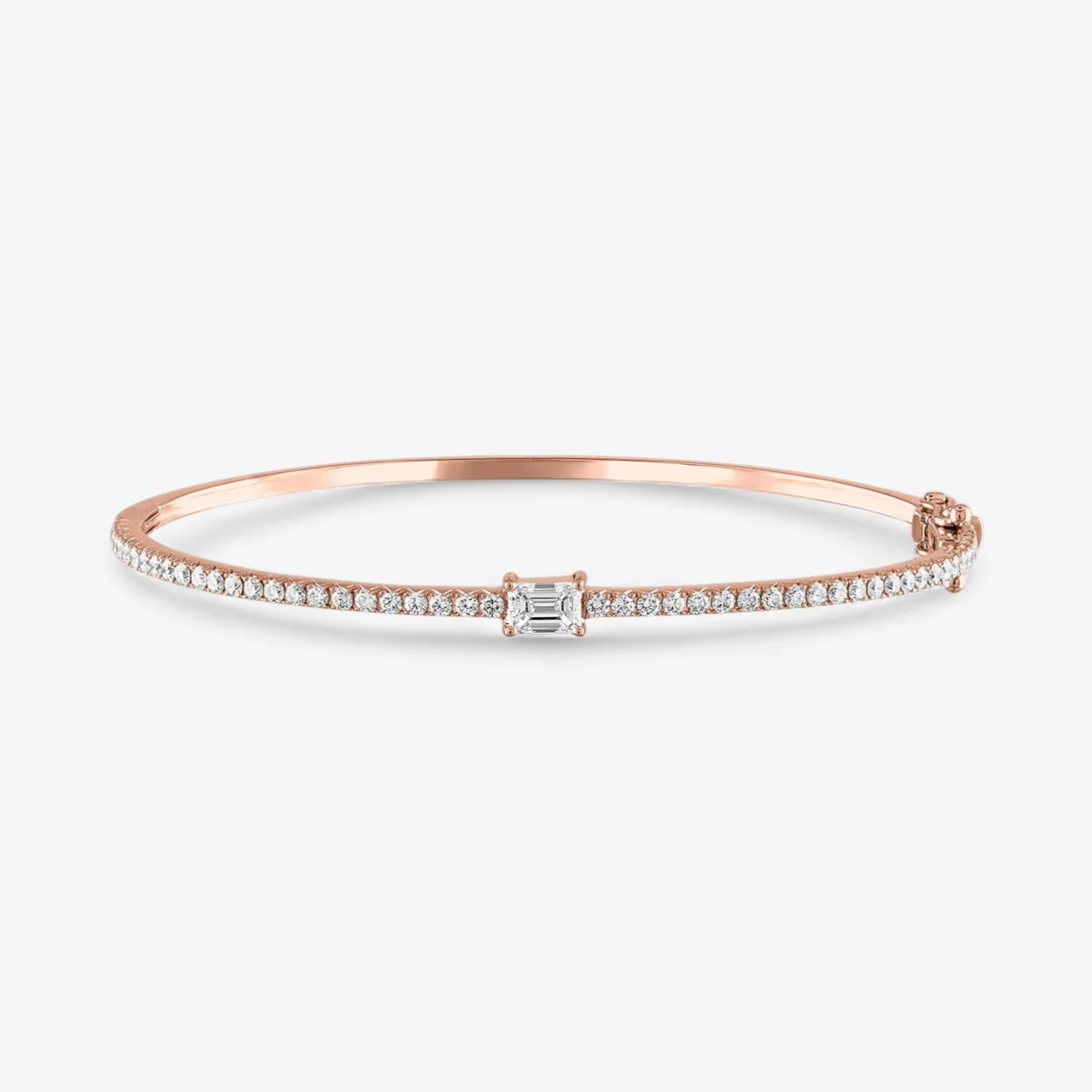 Ivy Diamond Bangle with Emerald Cut Center - Image 5