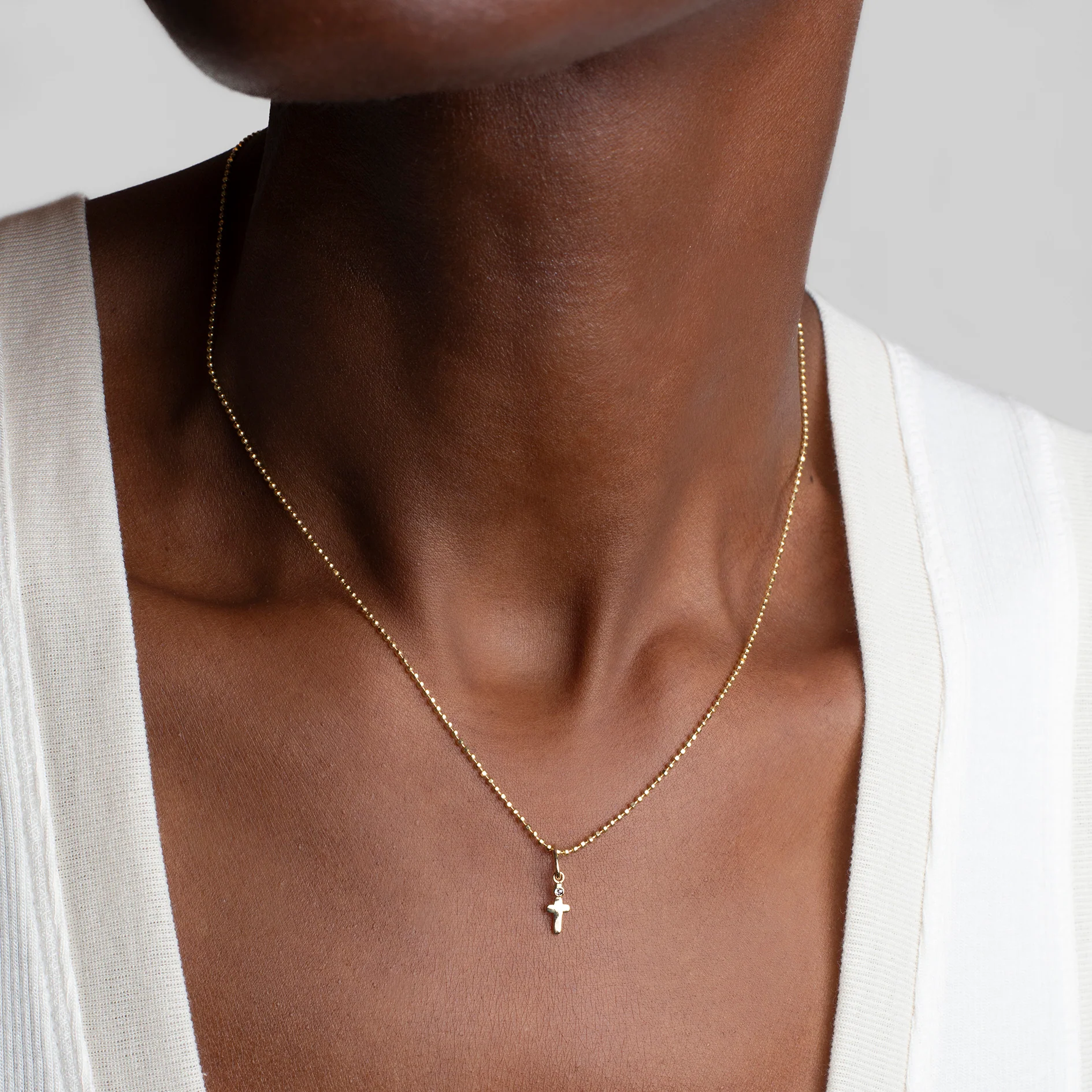 Baby Bubble Cross Diamond Charm - Image 3