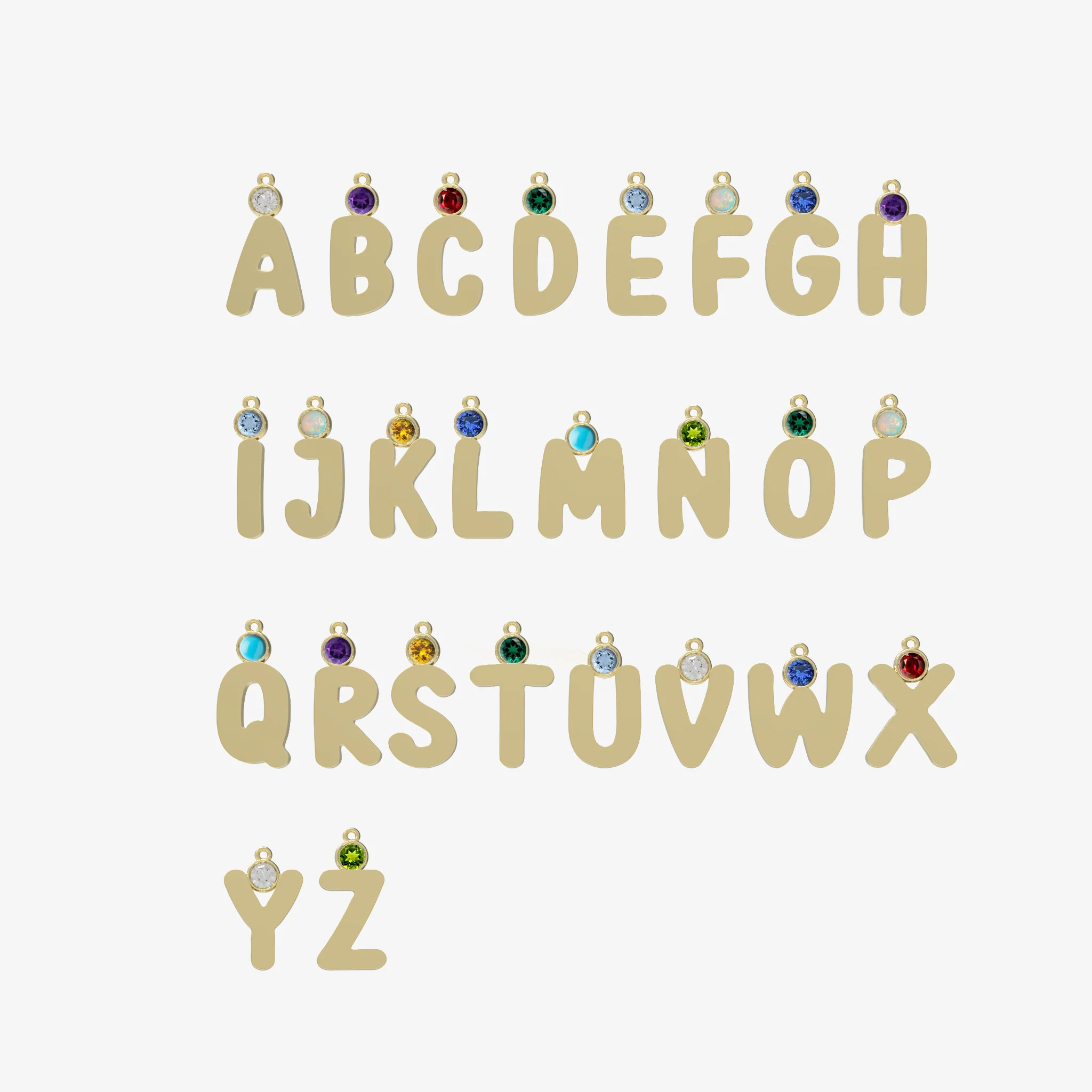 Baby Bubble Initial Birthstone Charm - Image 3