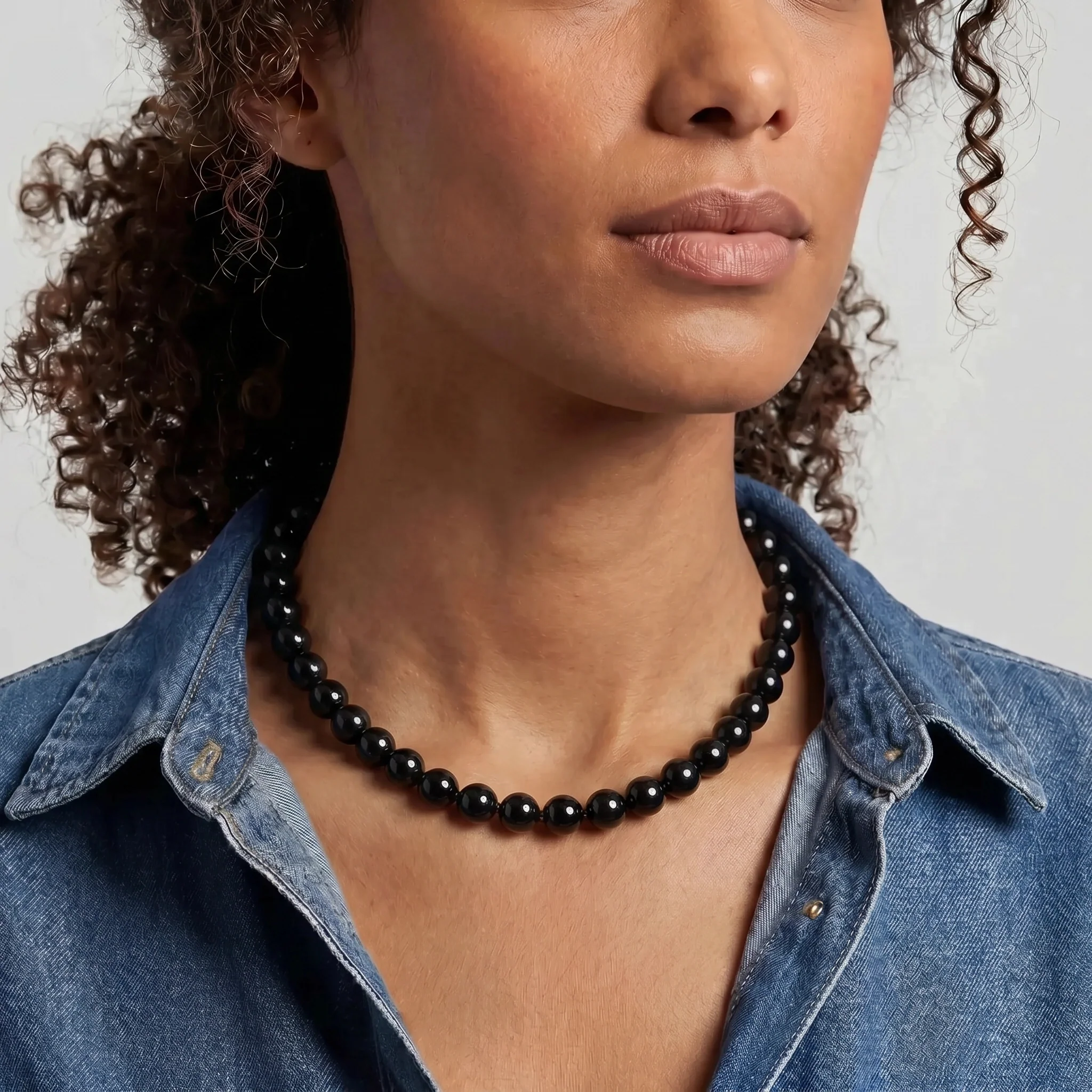 Kendall Black Agate Beaded Necklace - Image 2