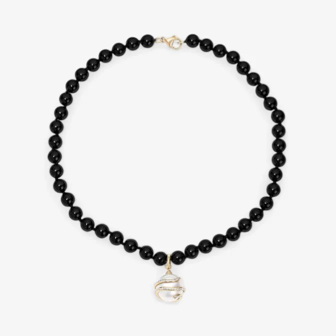 Kendall Black Agate Beaded Necklace - Image 3