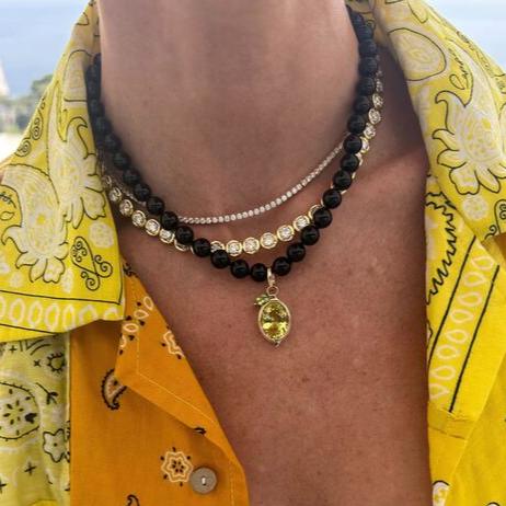 Kendall Black Agate Beaded Necklace - Image 4