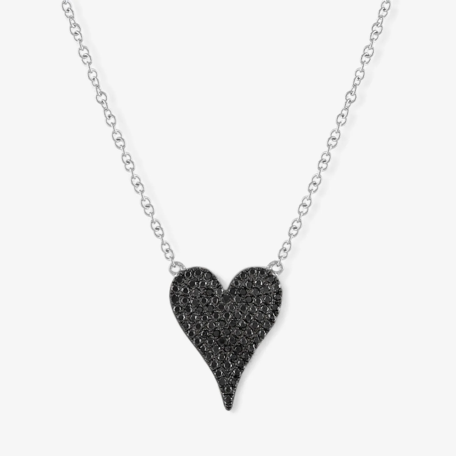 Small Black Diamond Token Heart Necklace