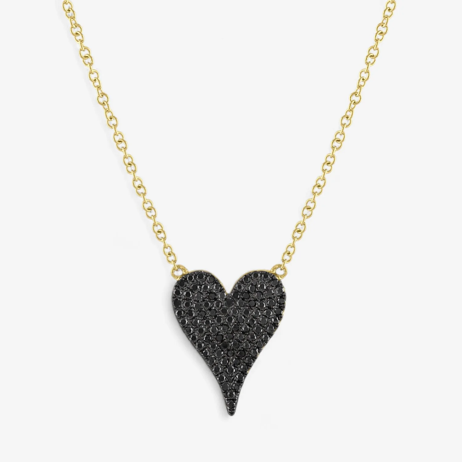 Small Black Diamond Token Heart Necklace - Image 2