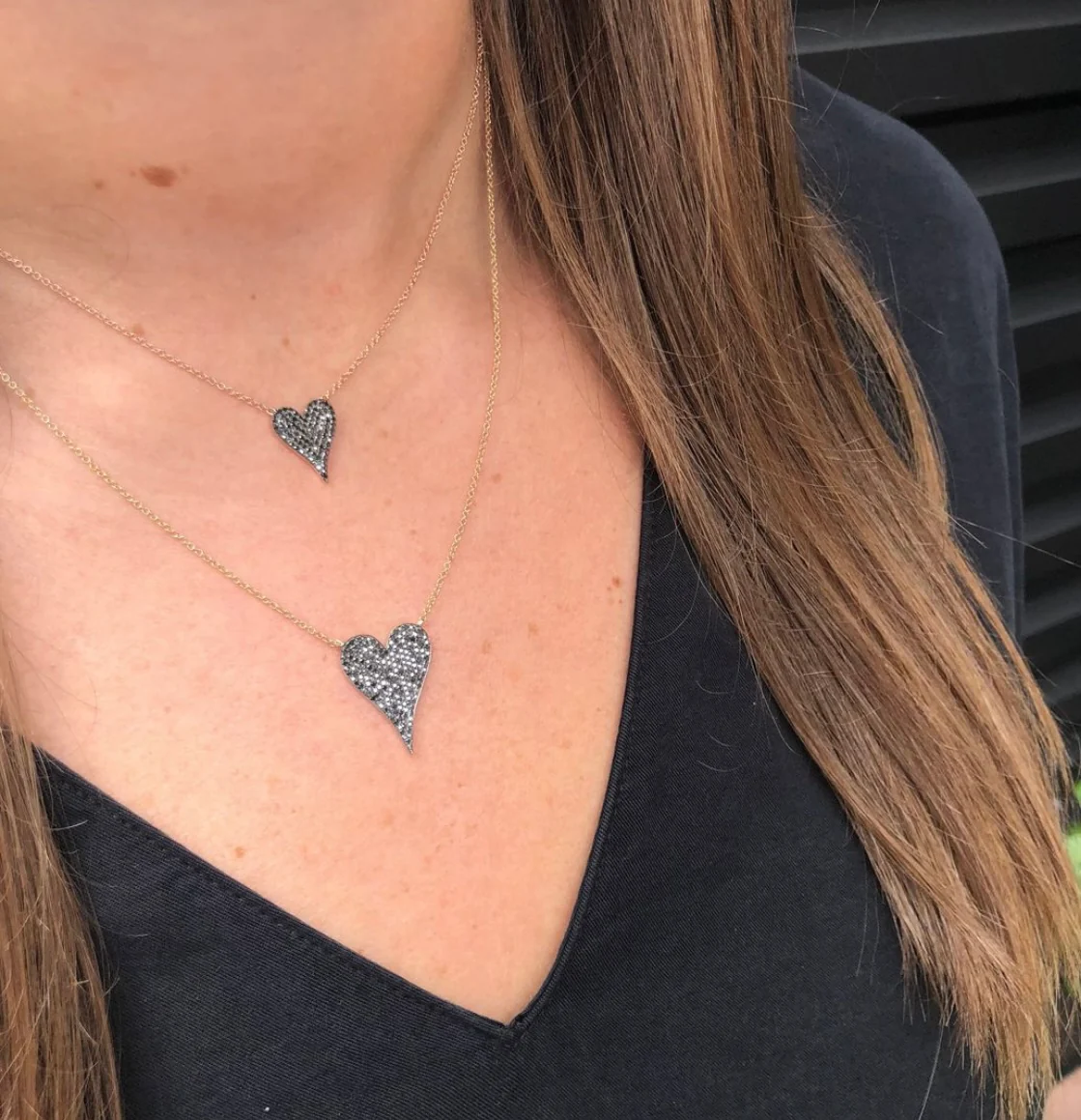 Small Black Diamond Token Heart Necklace - Image 3
