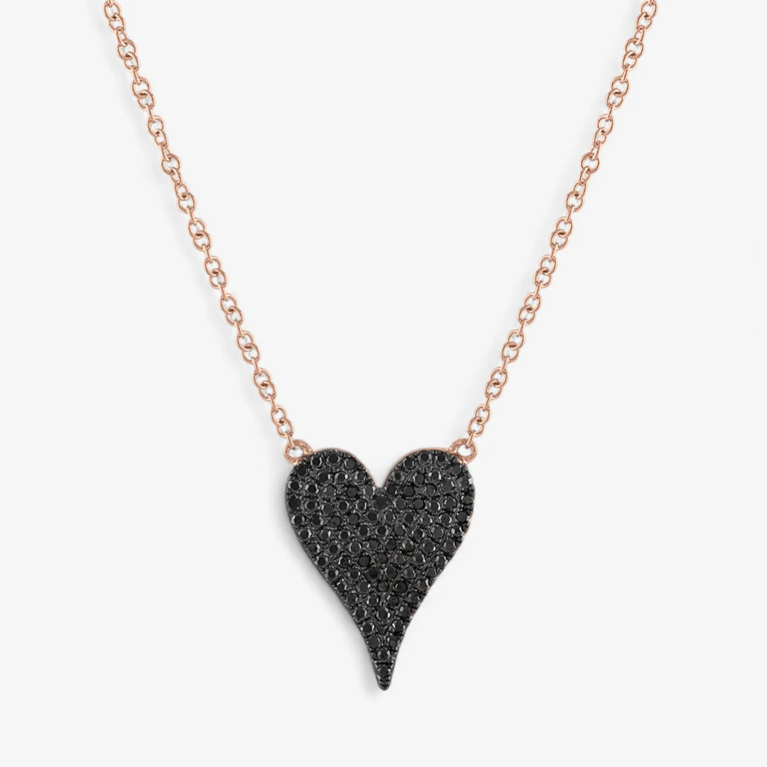 Small Black Diamond Token Heart Necklace - Image 4