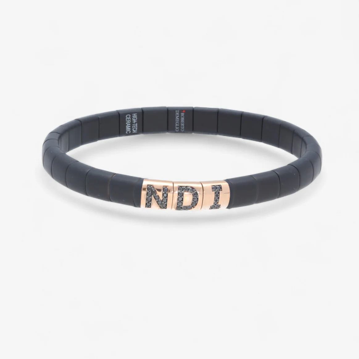Matte Black Ceramic Bracelet with Initial - Image 11