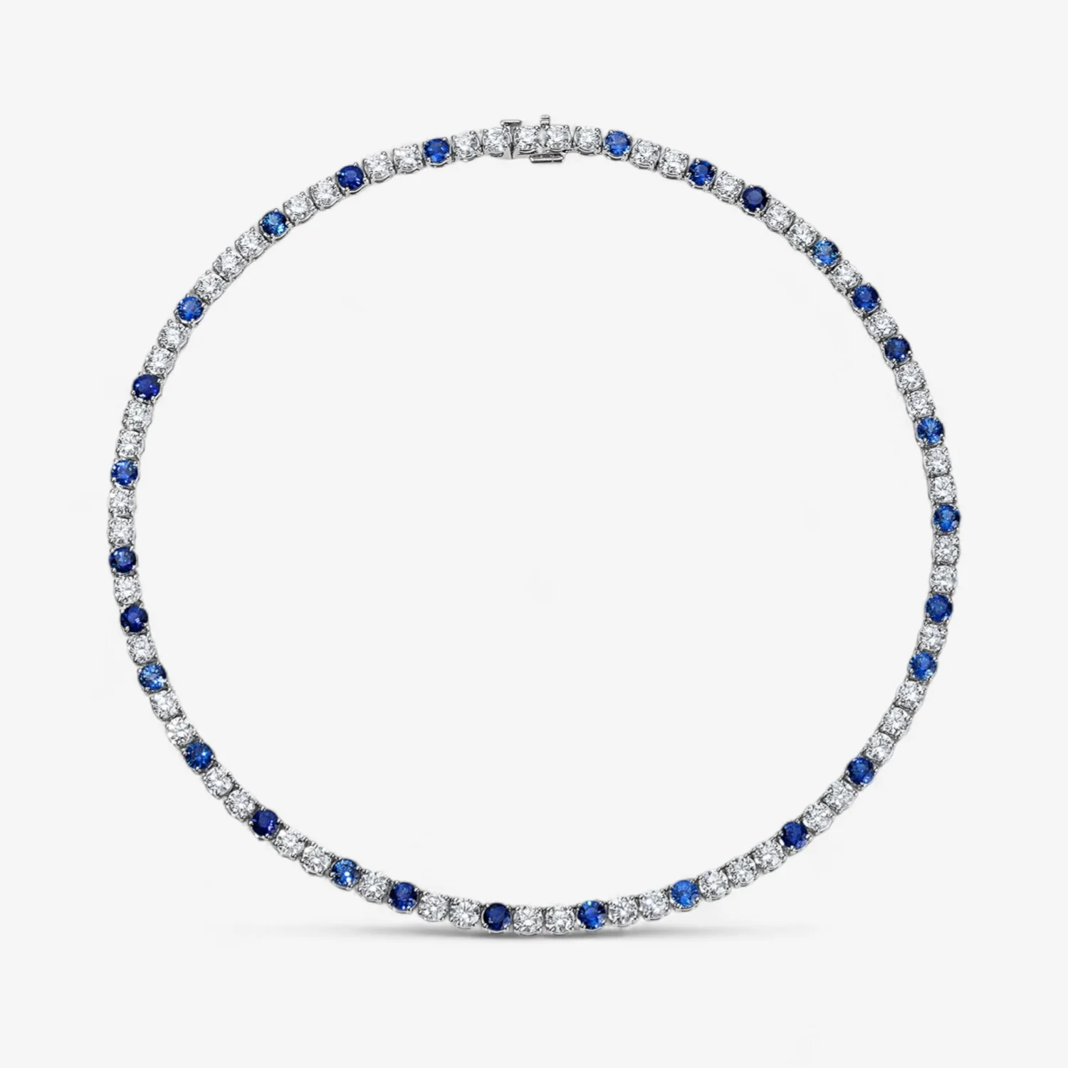 Signature Blue Sapphire and Diamond Tennis Necklace