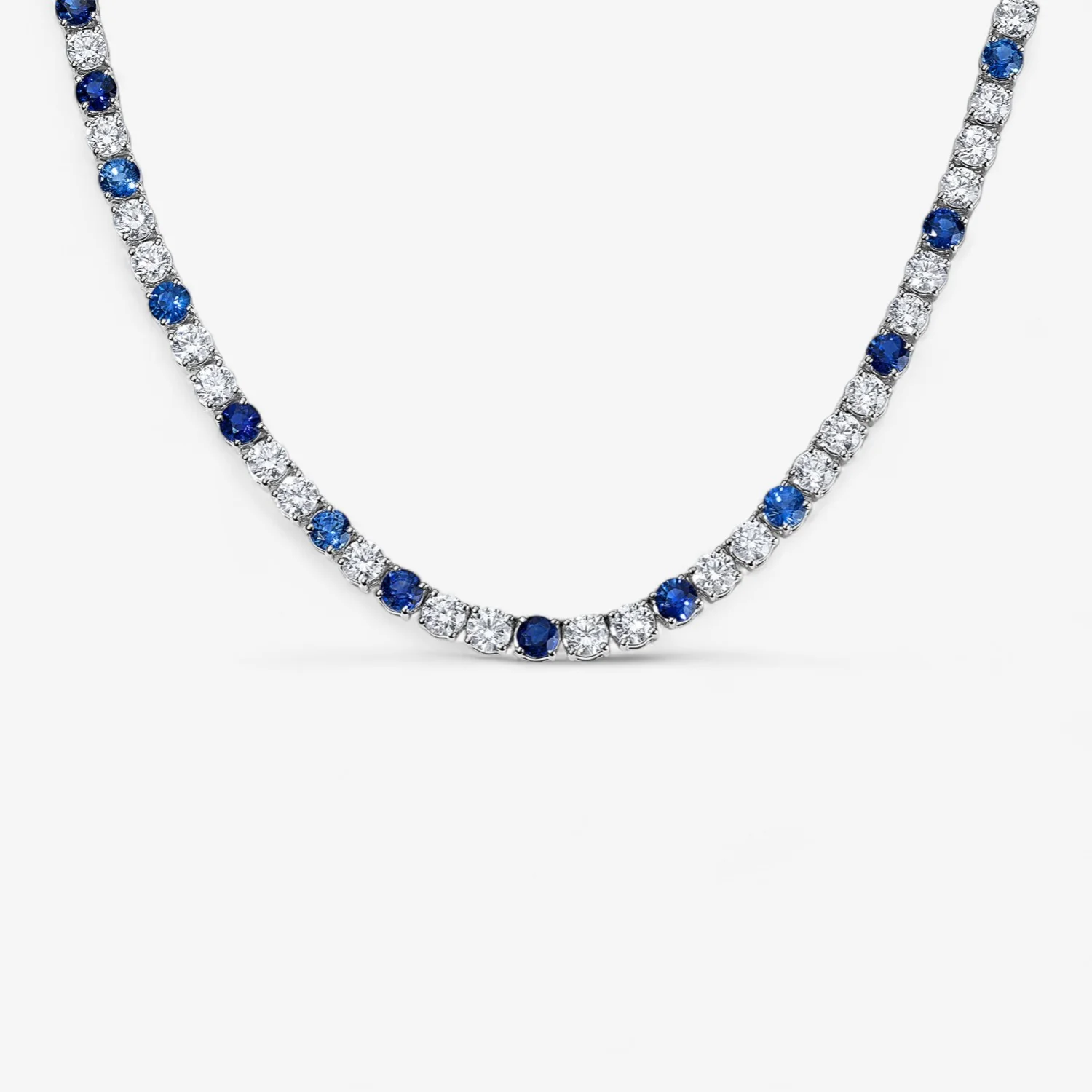 Signature Blue Sapphire and Diamond Tennis Necklace - Image 2