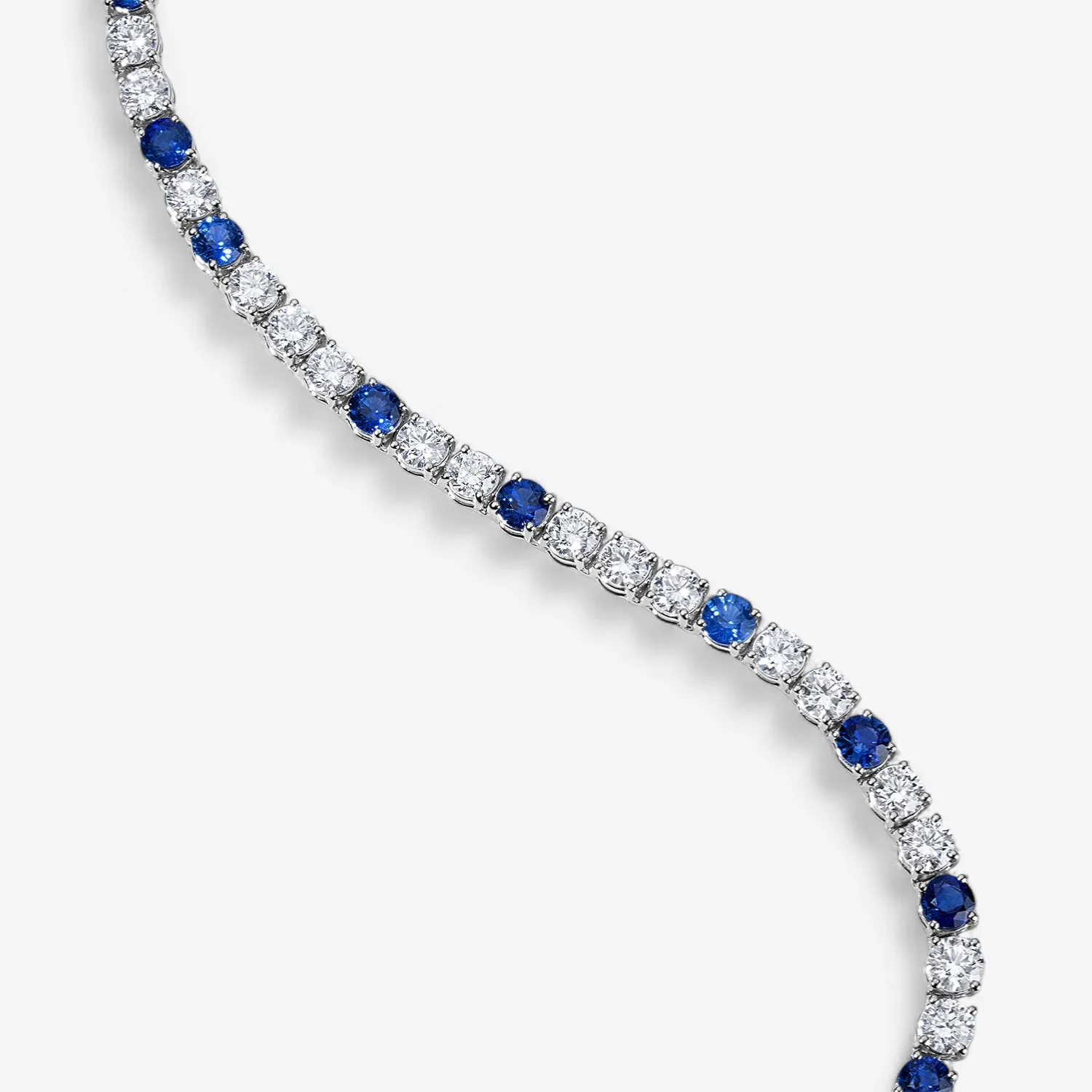 Signature Blue Sapphire and Diamond Tennis Necklace - Image 3