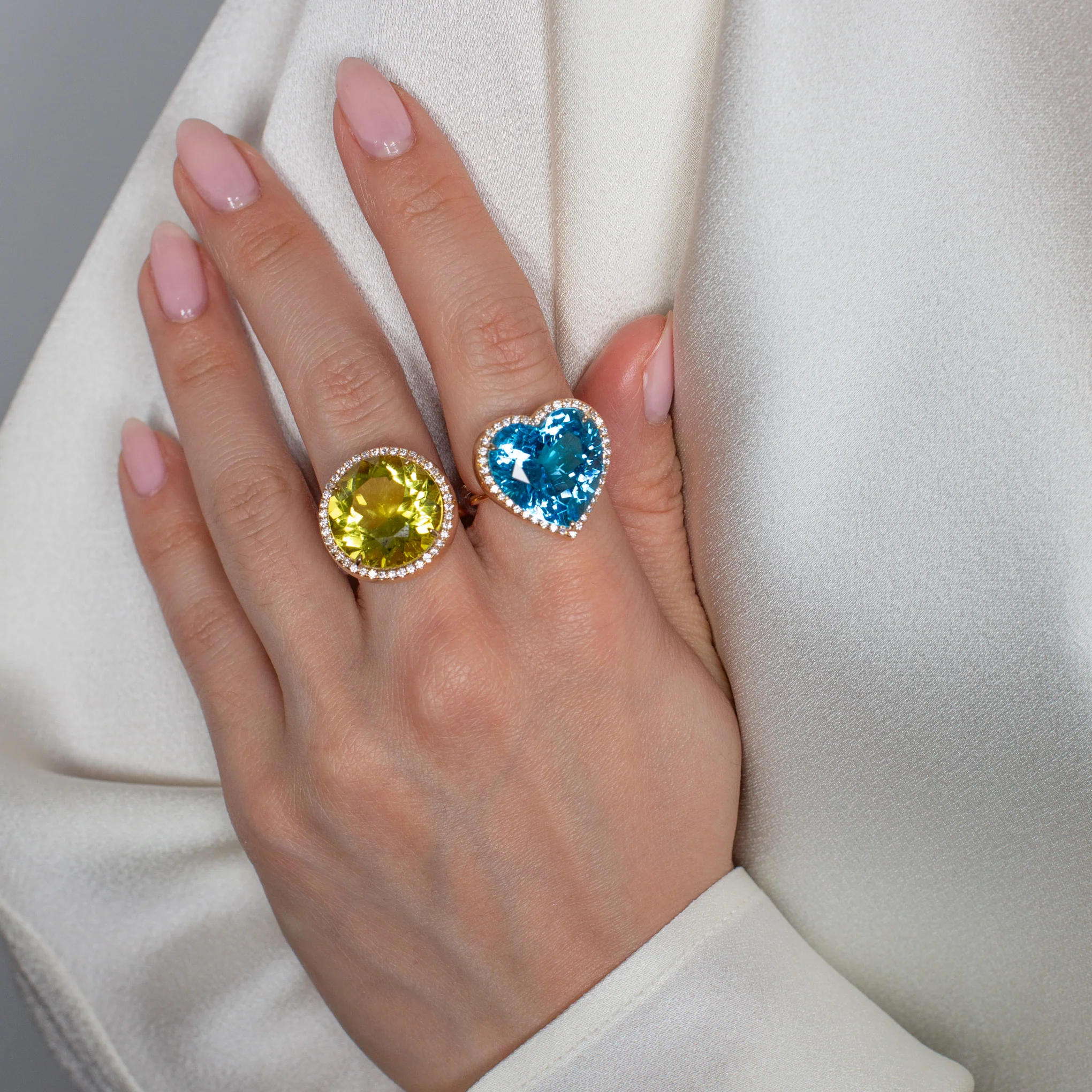 Blue Topaz Heart Candy Button Ring - Image 5