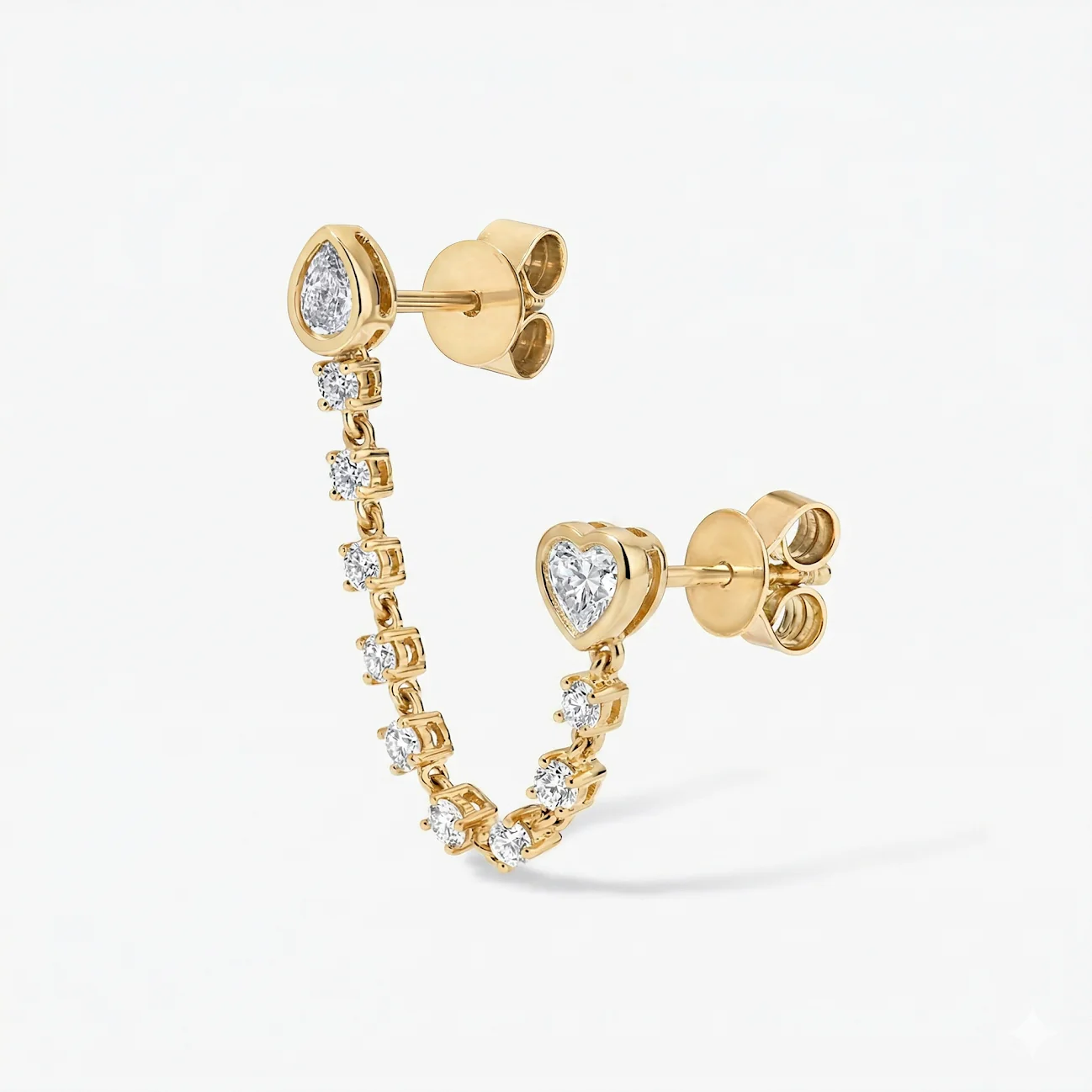 Celeste Pear and Heart Diamond Chain Earring