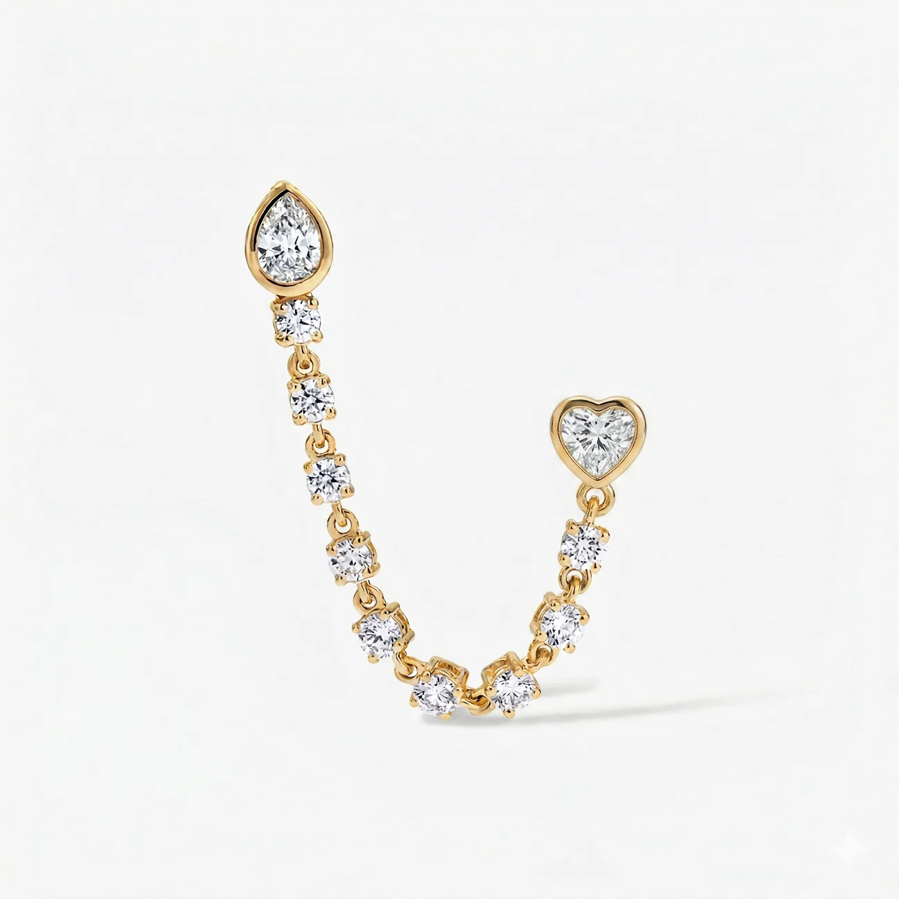 Celeste Pear and Heart Diamond Chain Earring - Image 3