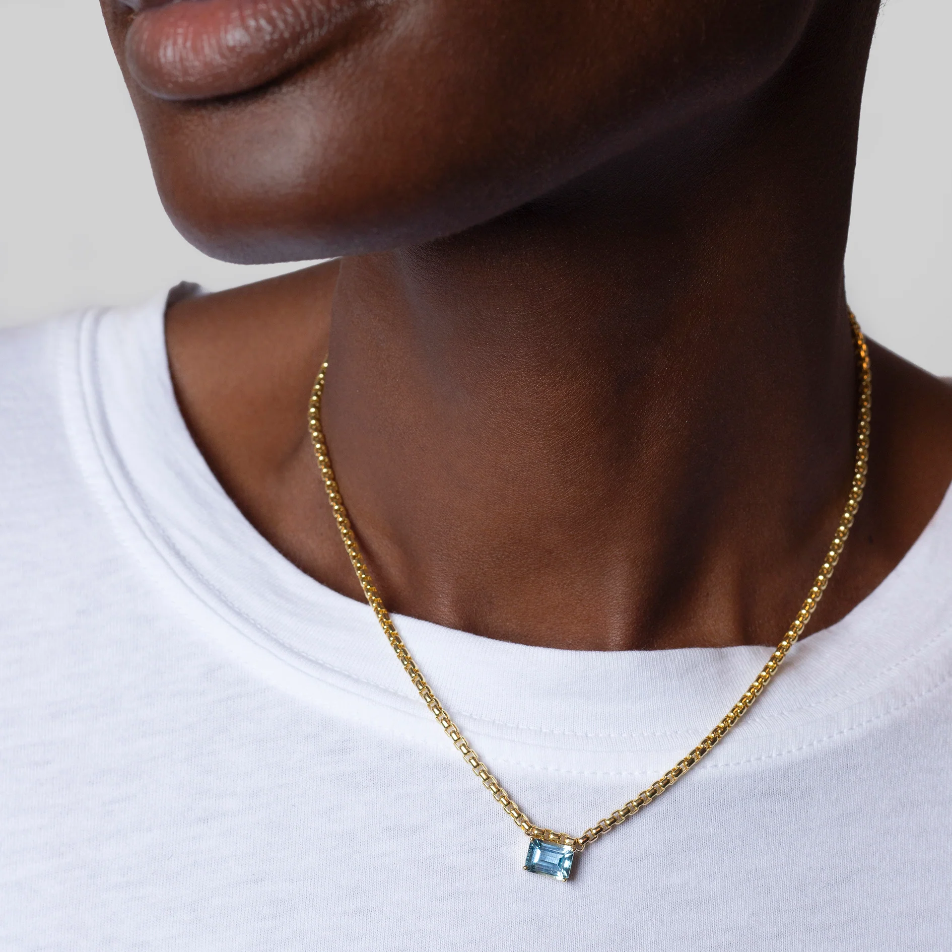 Avery Gemstone Box Chain Necklace - Image 4