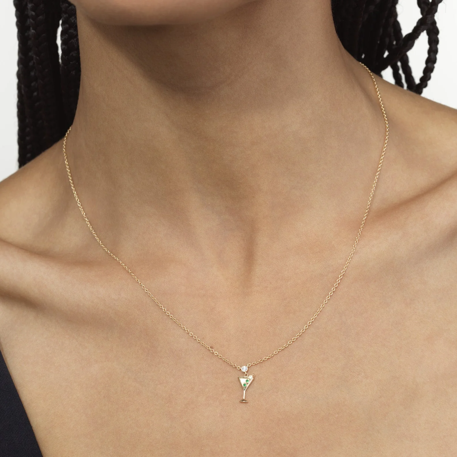Cocktail Martini Glass Chain Necklace - Image 3