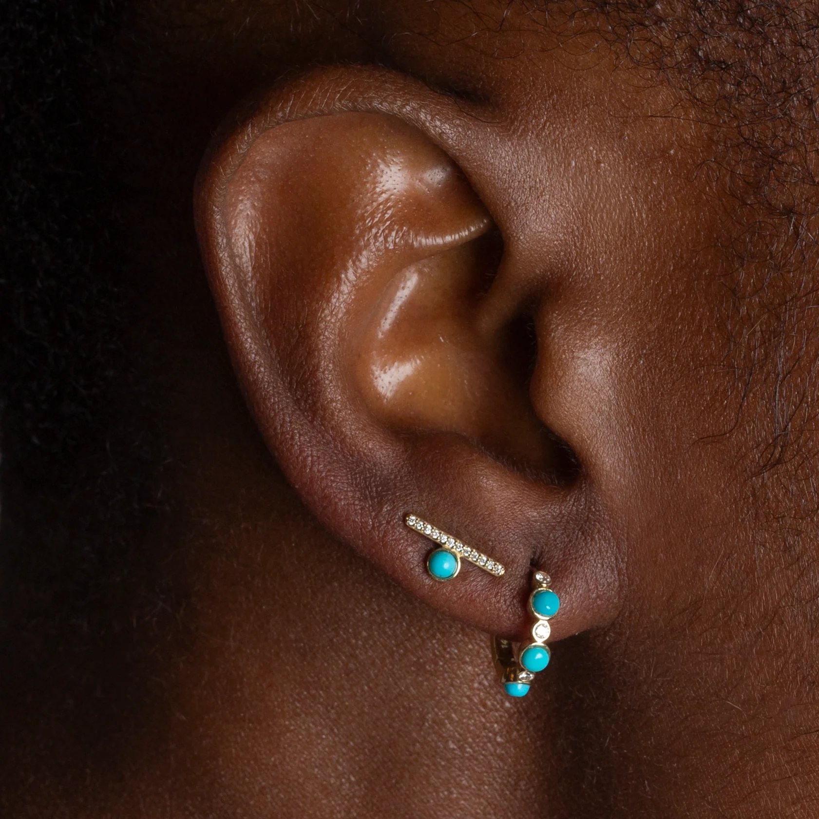 Dakota Turquoise Diamond Bar Studs - Image 3