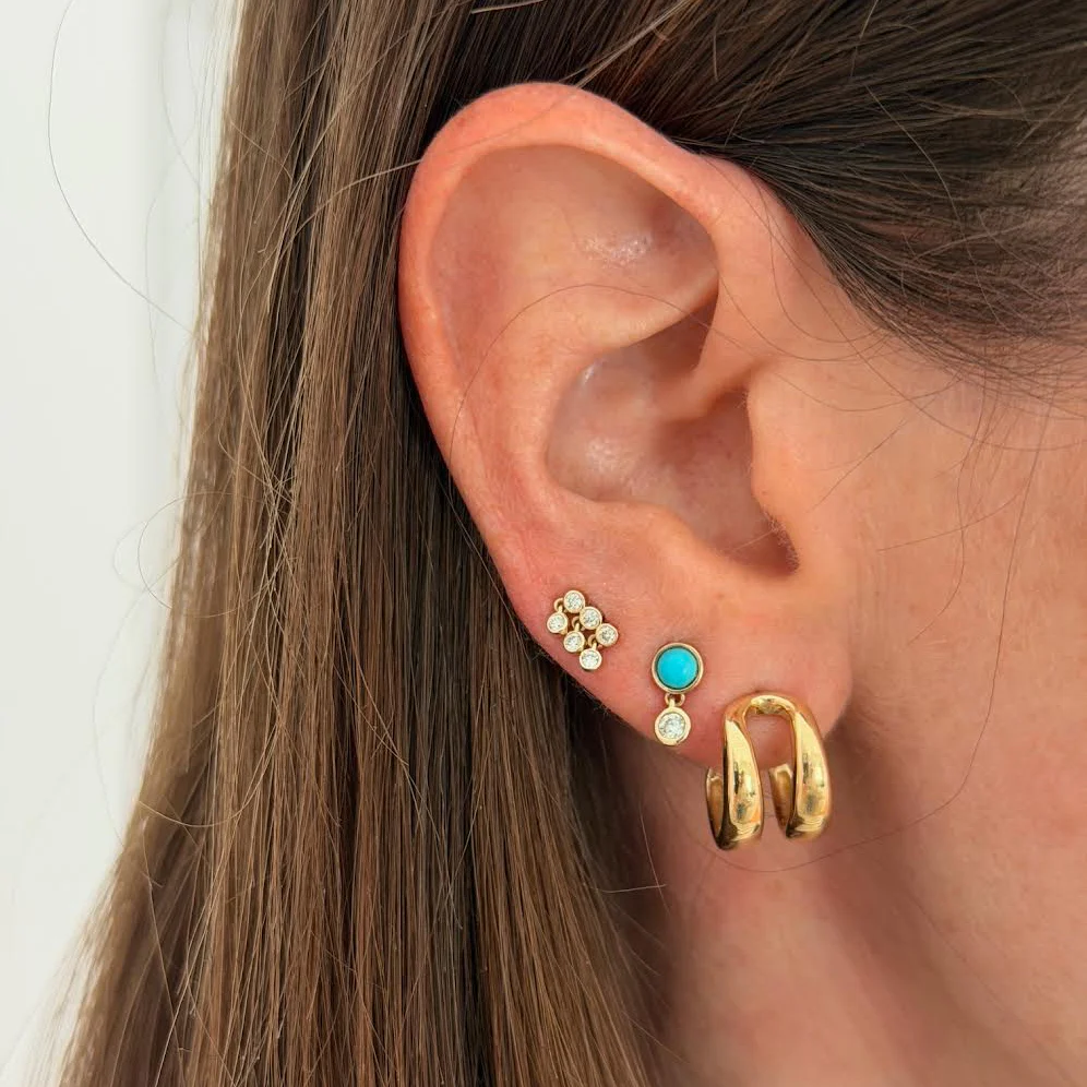 Dakota Turquoise Stud with Diamond Dangle - Image 3