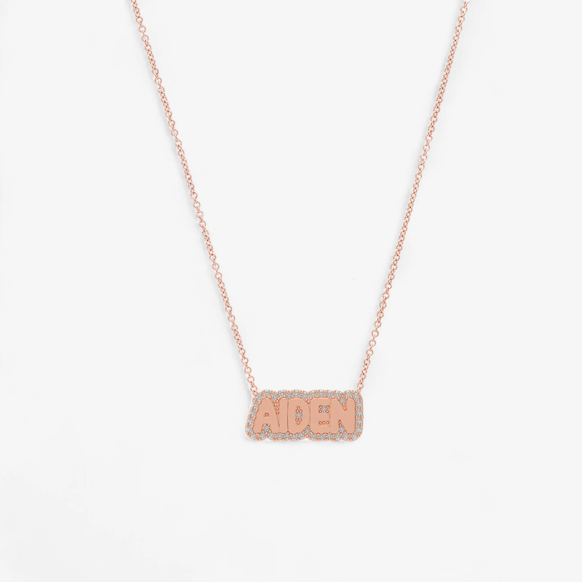 Extra Small Bubble with Pave Outline Necklace - Image 13