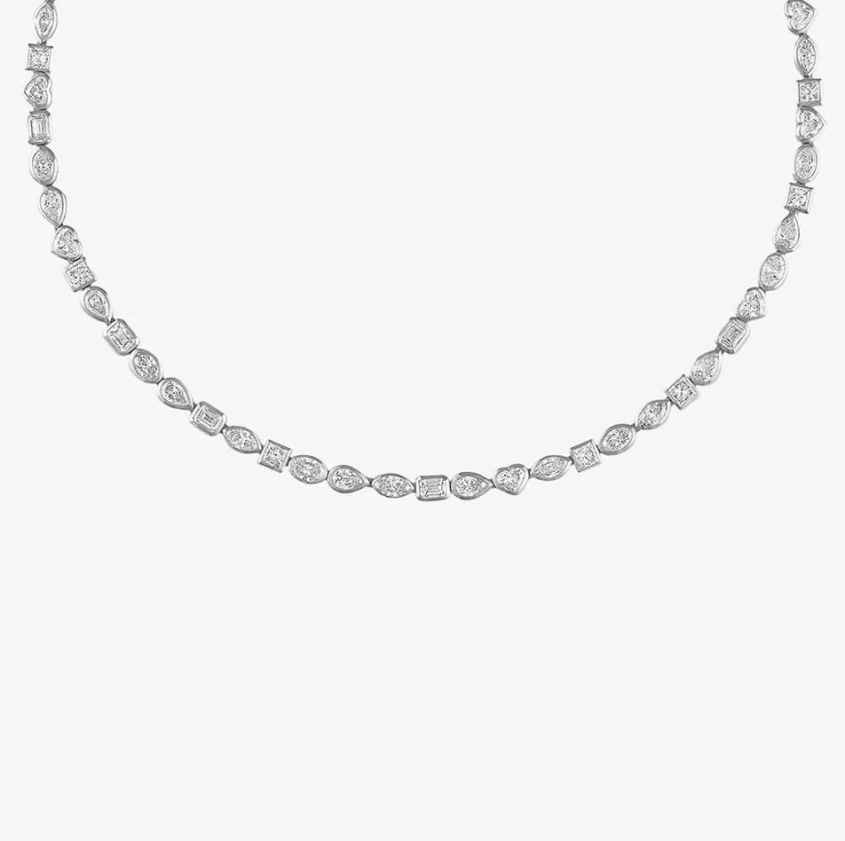Margot Mixed Shape Bezel Tennis Necklace - Image 5