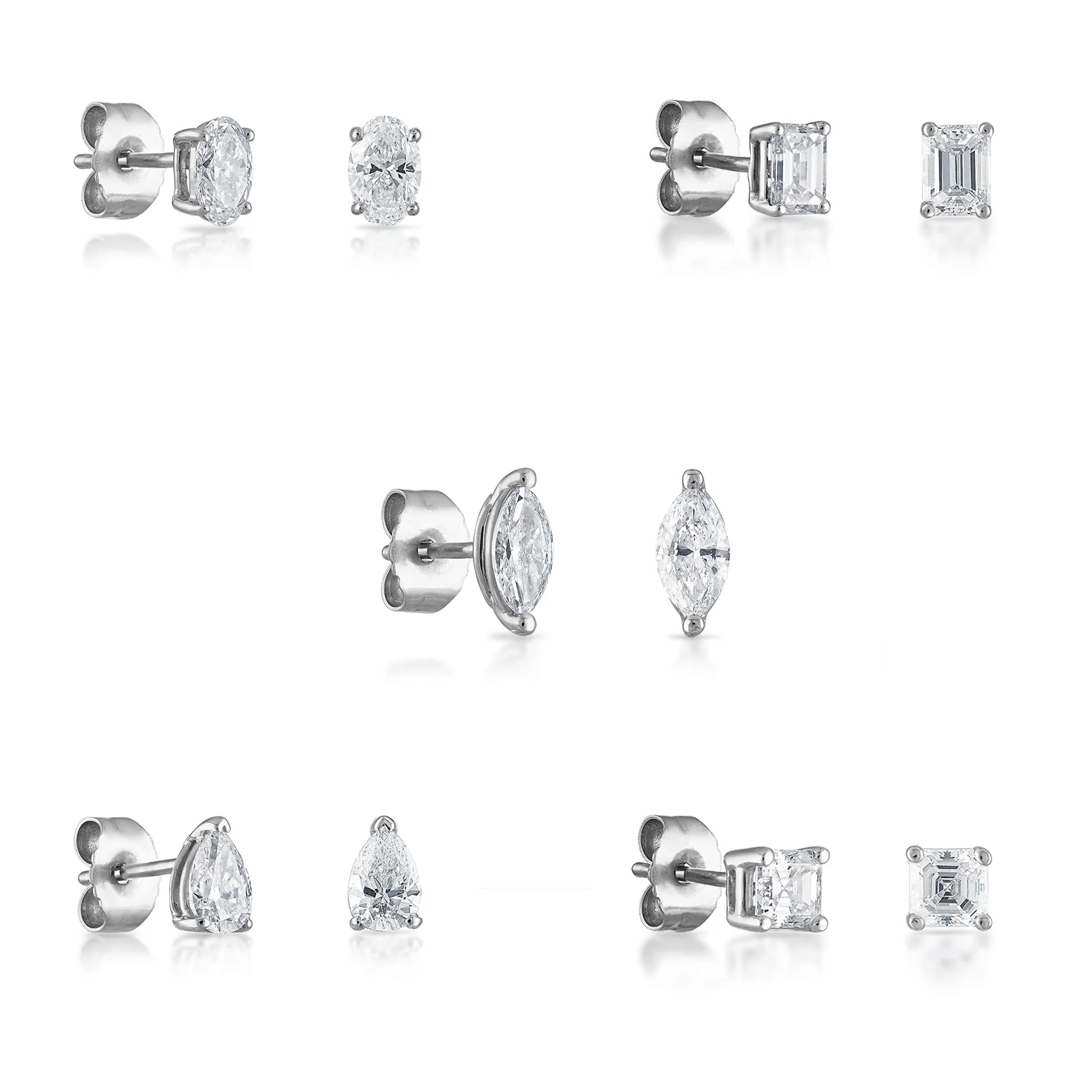 Signature Emerald Cut Diamond Stud Earrings - Image 3