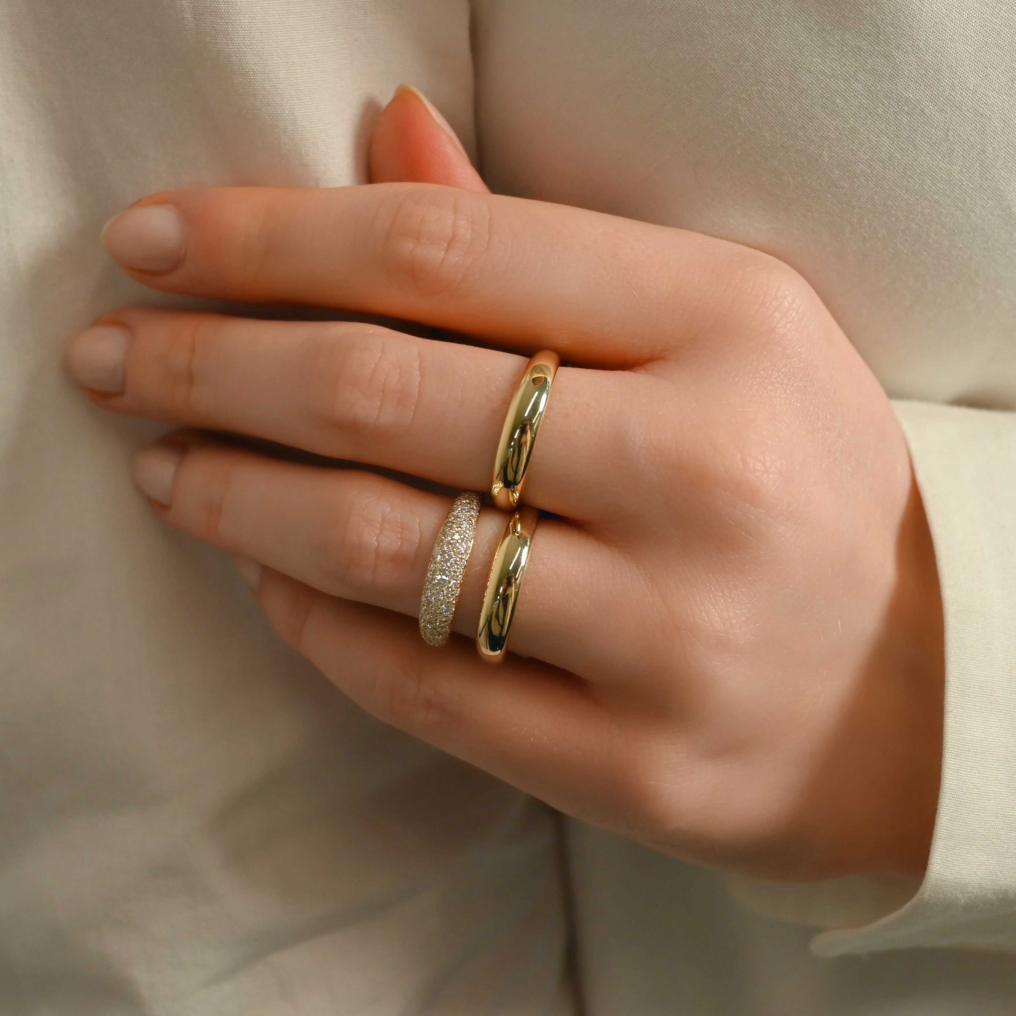 Madison Gold and Diamond Double Dome Ring - Image 3