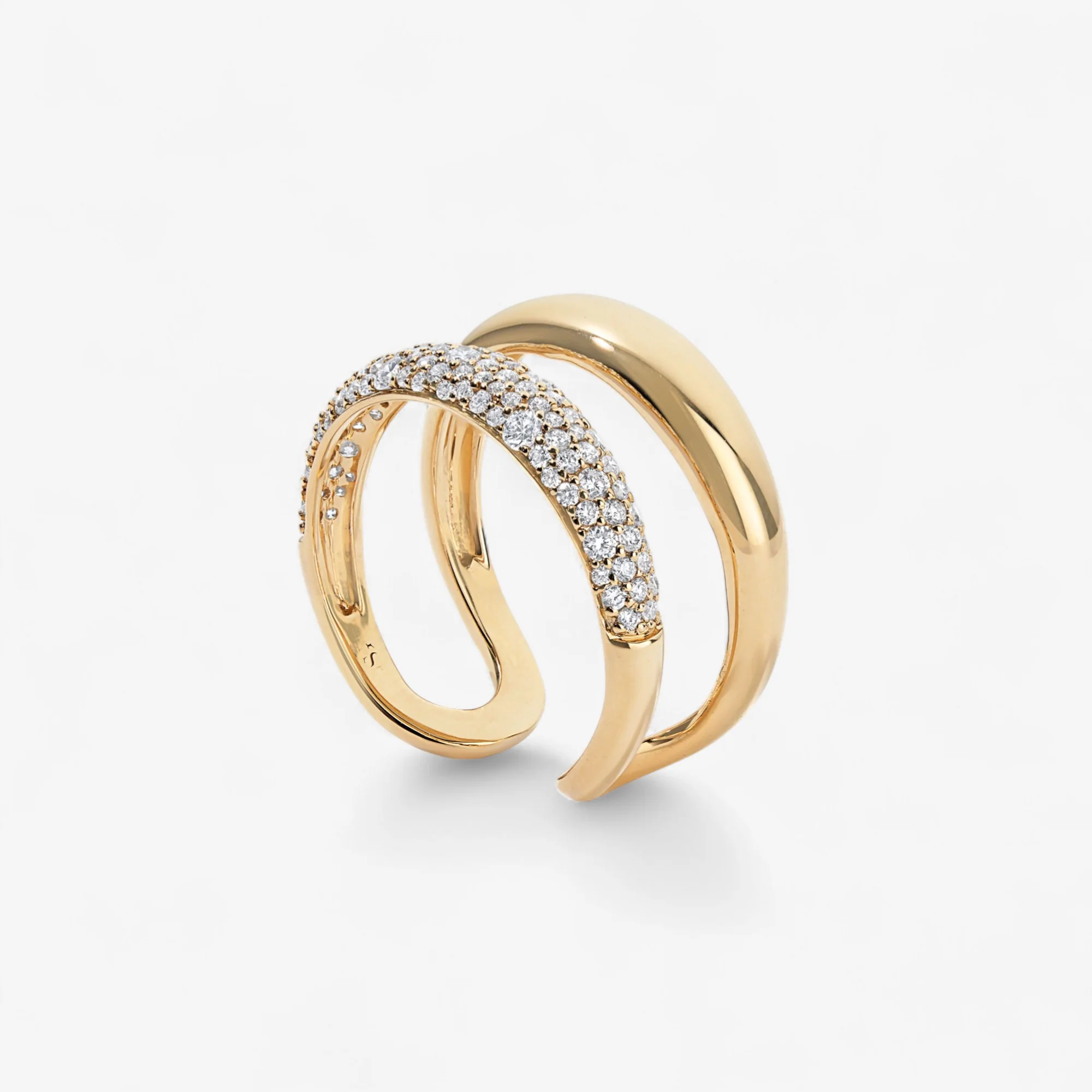 Madison Gold and Diamond Double Dome Ring - Image 7