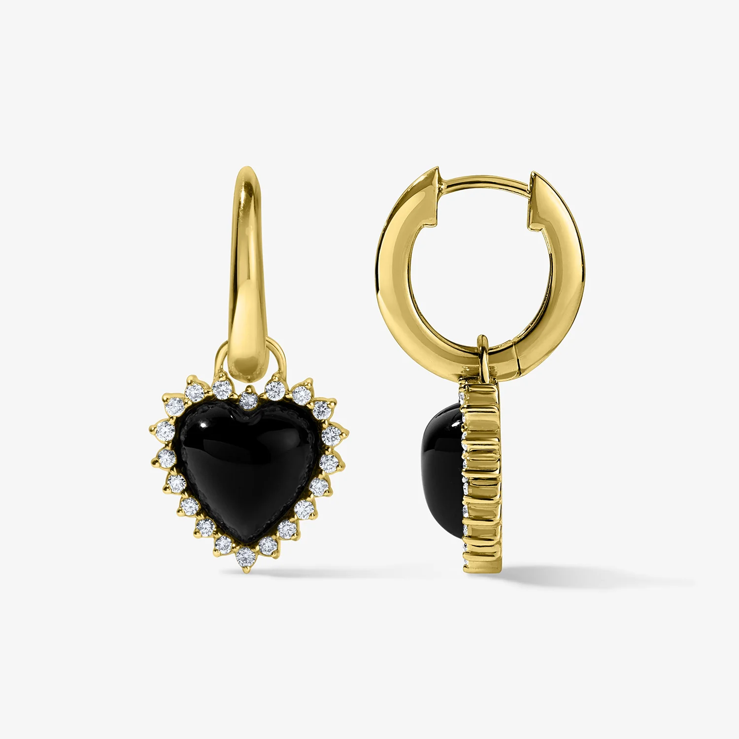Grace Black Onyx Heart Huggies - Image 4