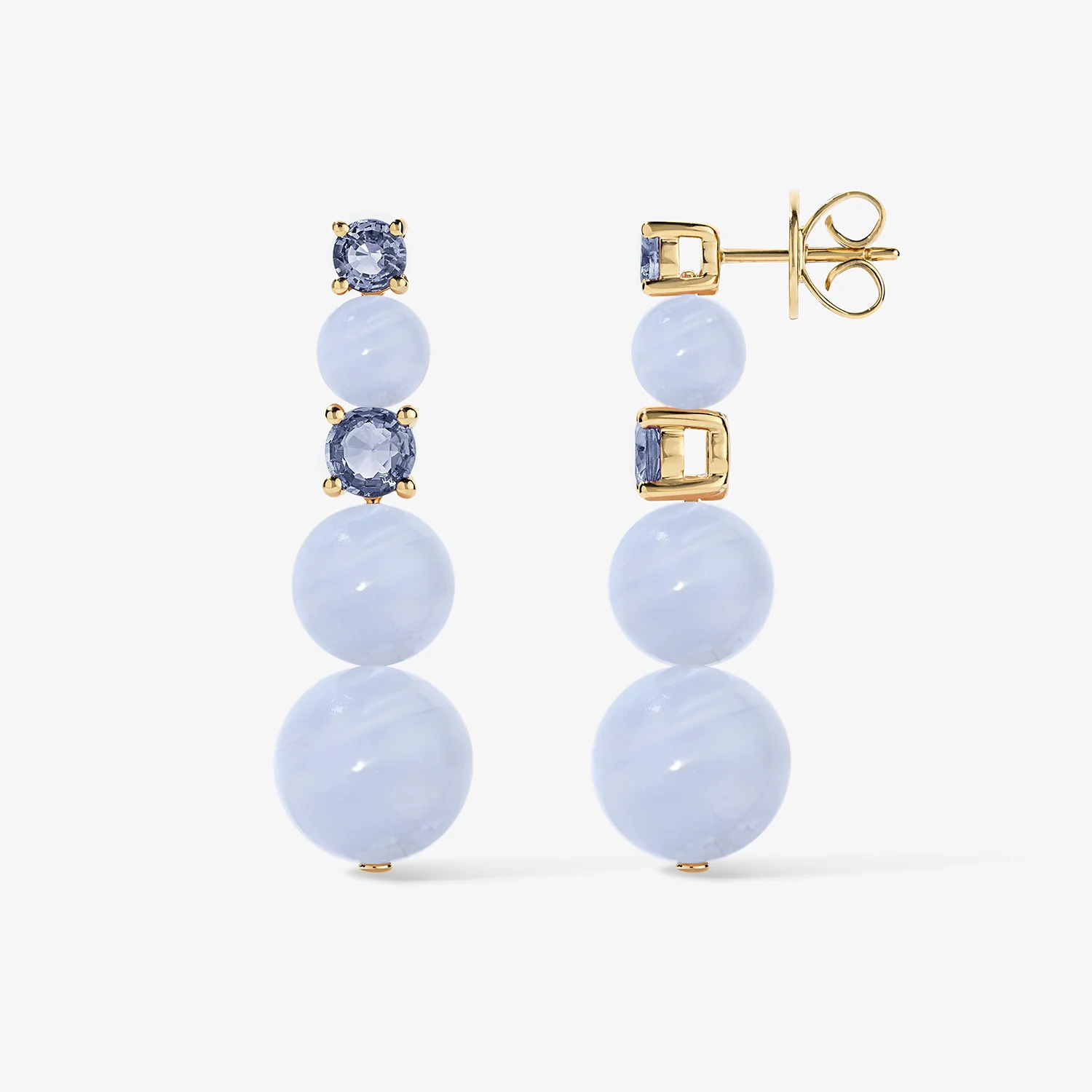 Grace Blue Lace Agate Graduated Drop Earrings - Image 2