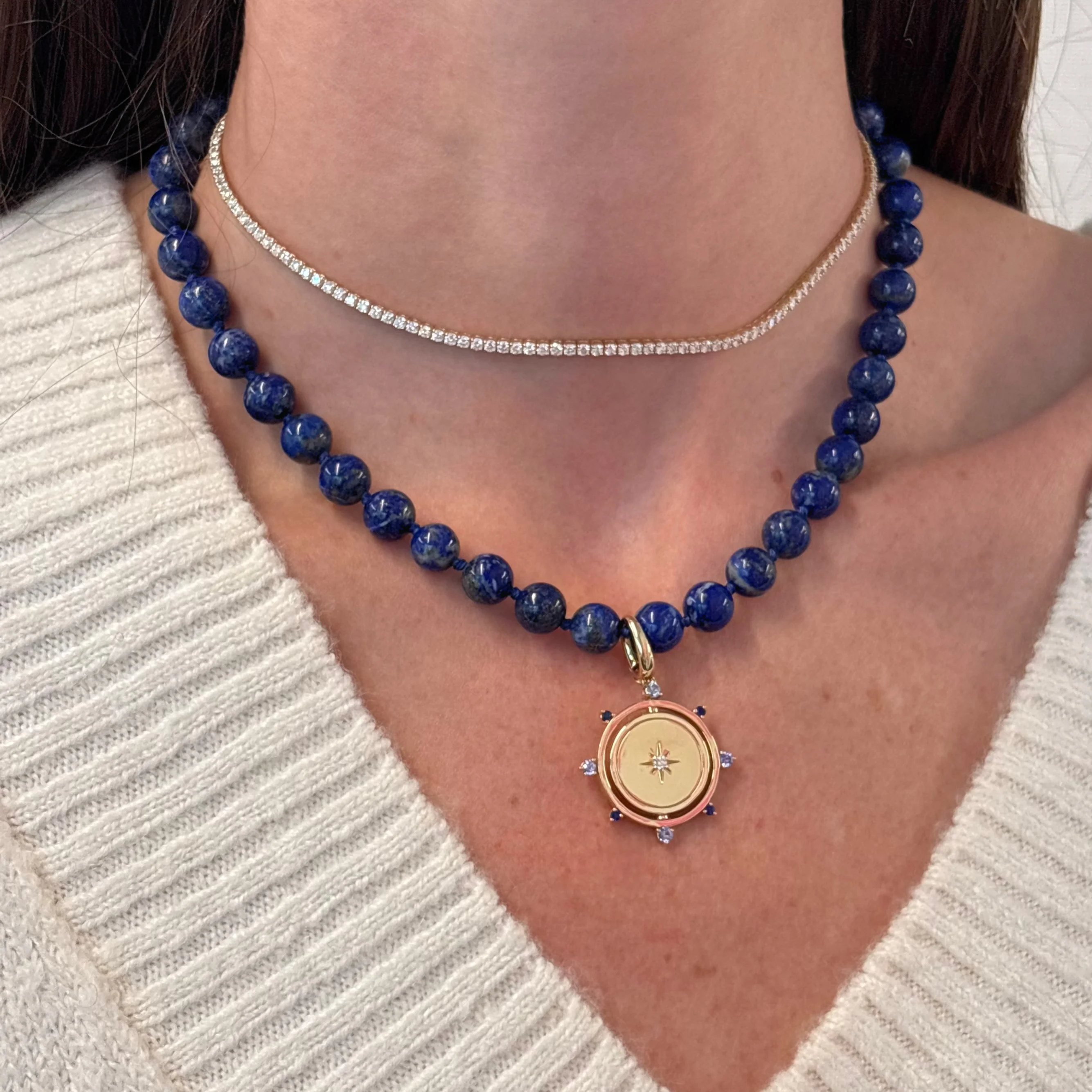 Grace Blue Sapphire Spinner Pendant - Image 3