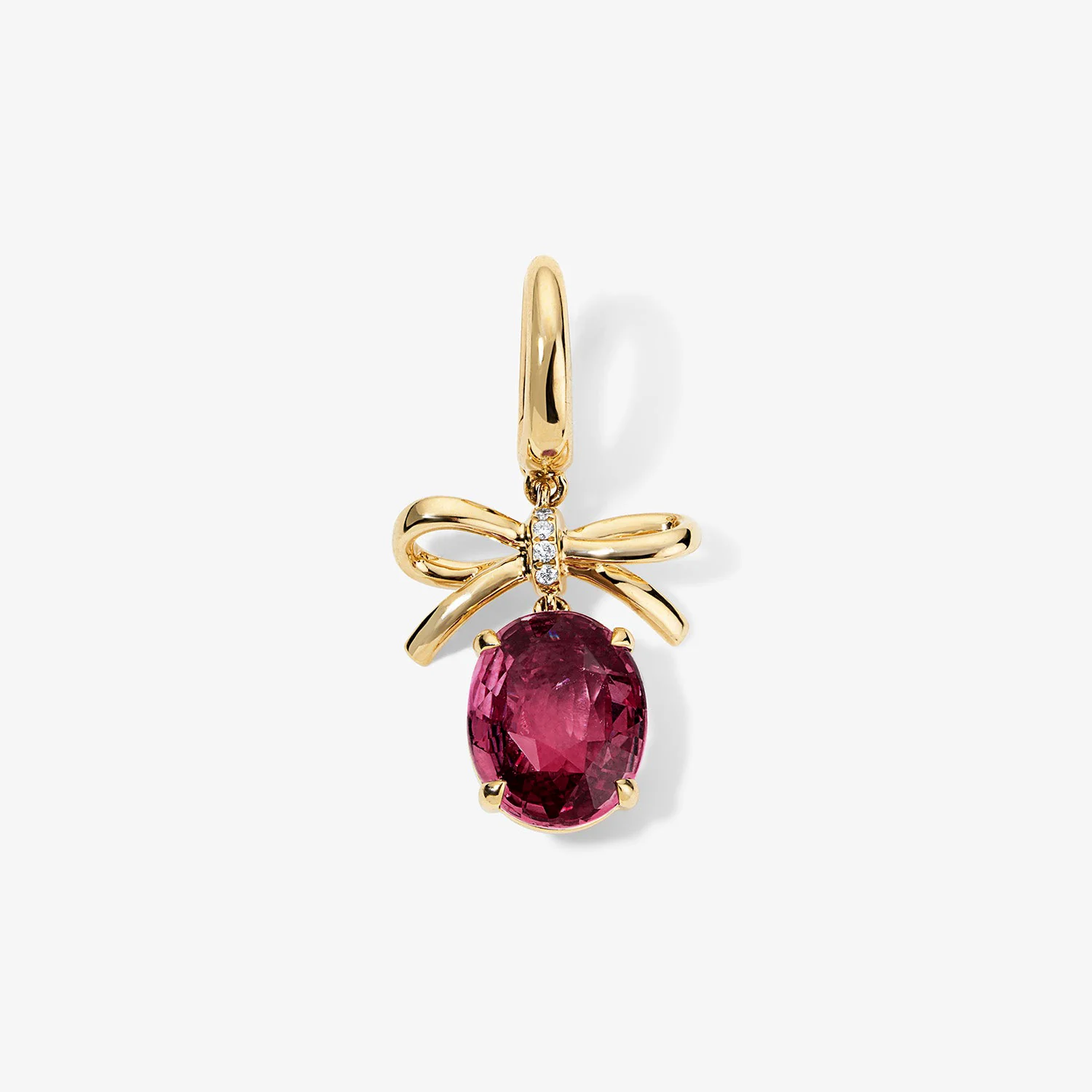 Grace Bow Charm with Oval Rhodolite Garnet Drop