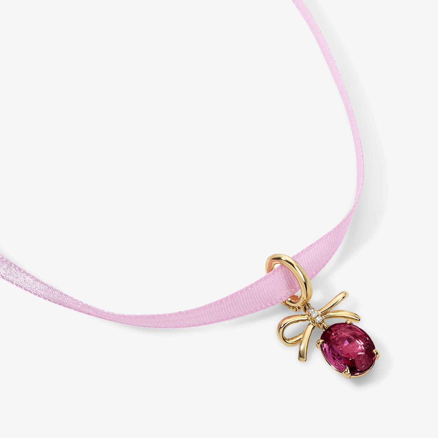 Grace Bow Charm with Oval Rhodolite Garnet Drop - Image 2