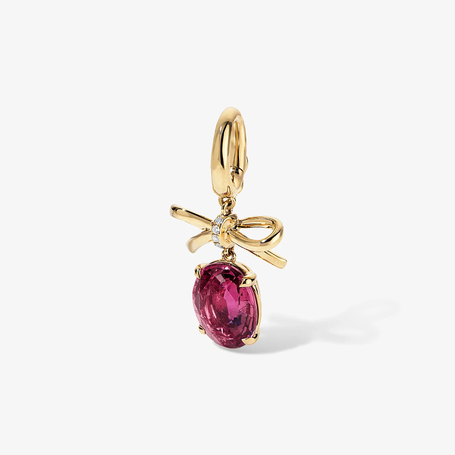 Grace Bow Charm with Oval Rhodolite Garnet Drop - Image 3
