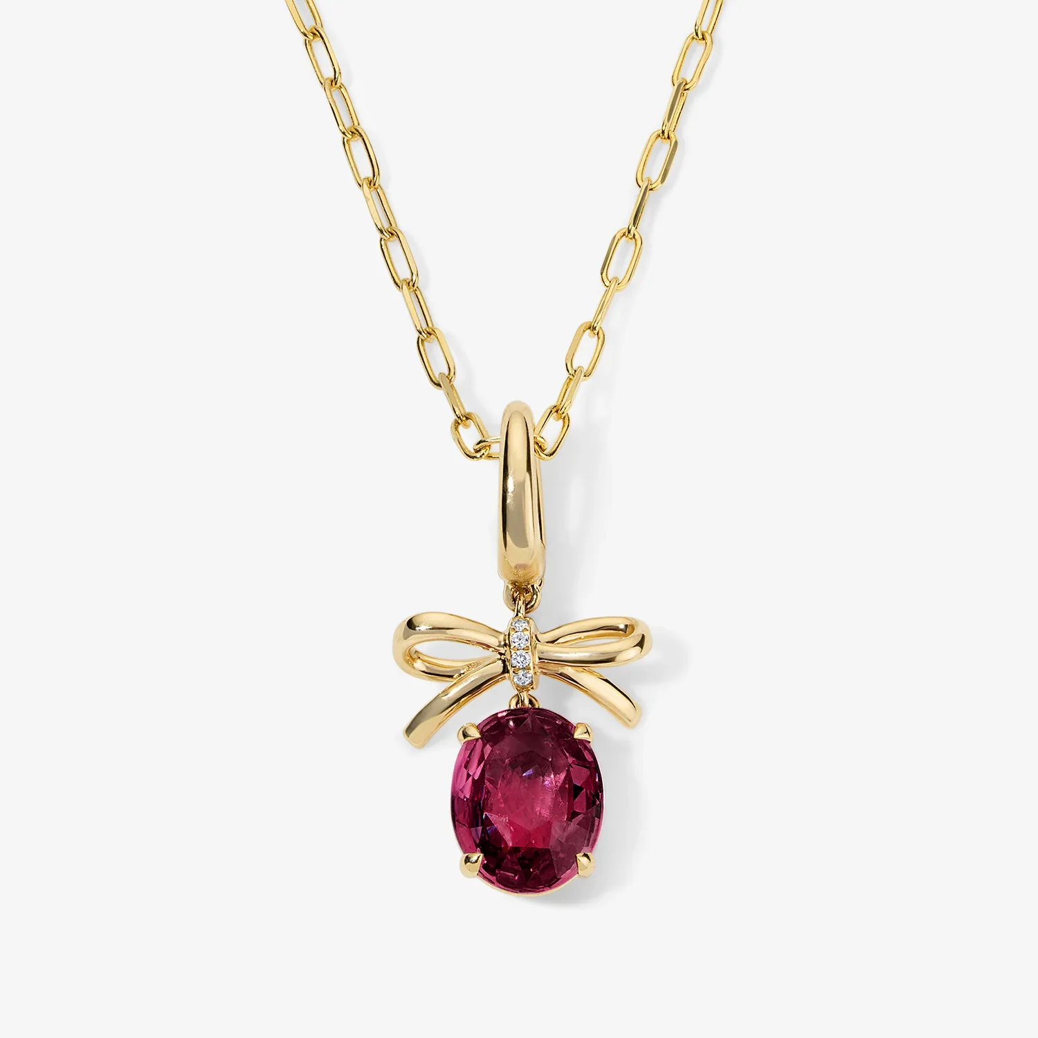 Grace Bow Charm with Oval Rhodolite Garnet Drop - Image 4