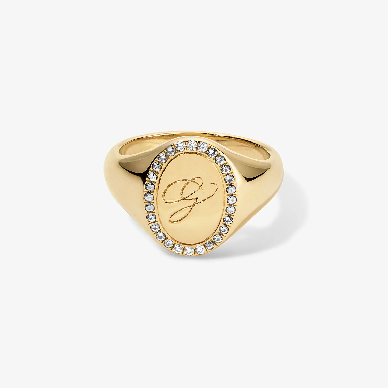Grace Diamond Signet Ring with Initial