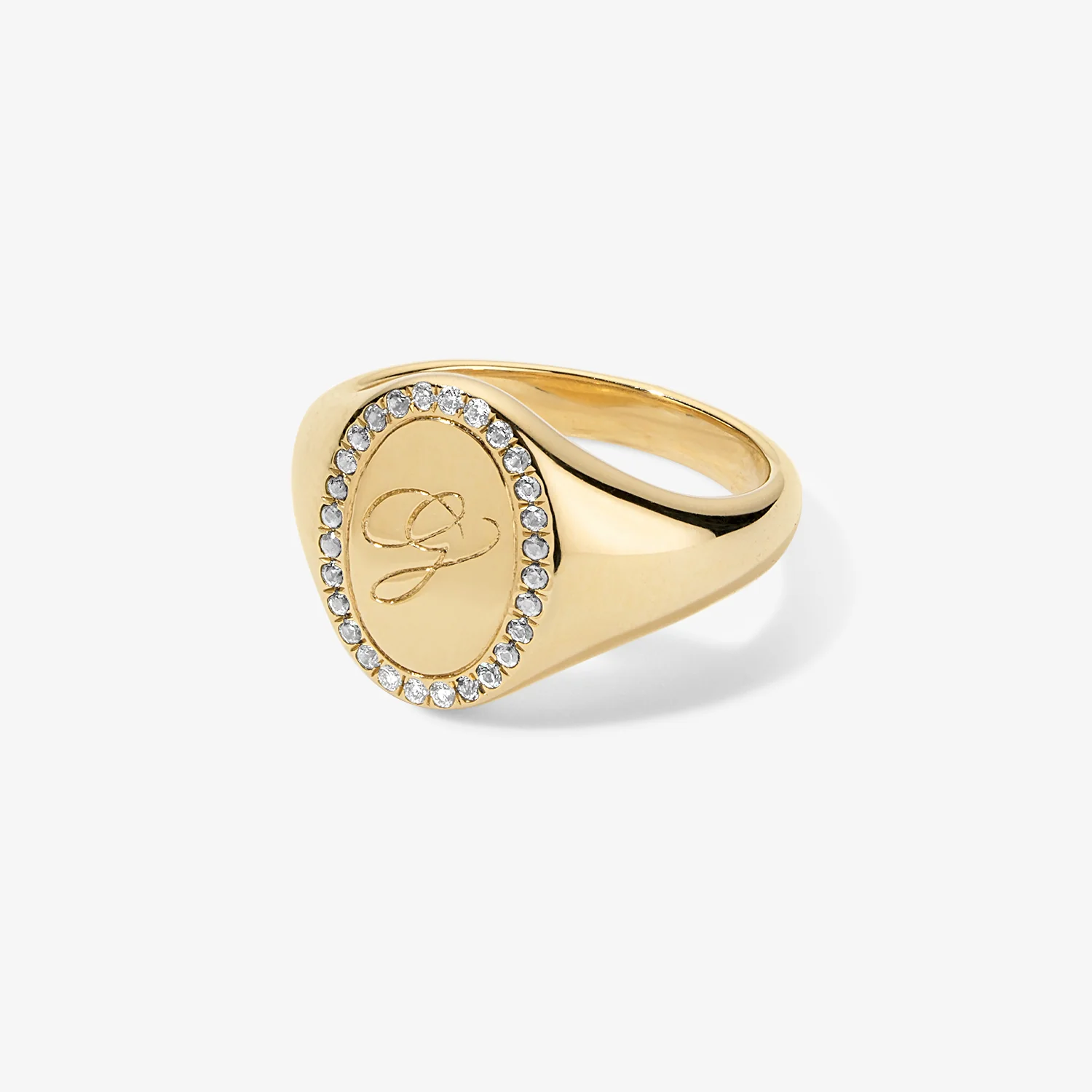 Grace Diamond Signet Ring with Initial - Image 2