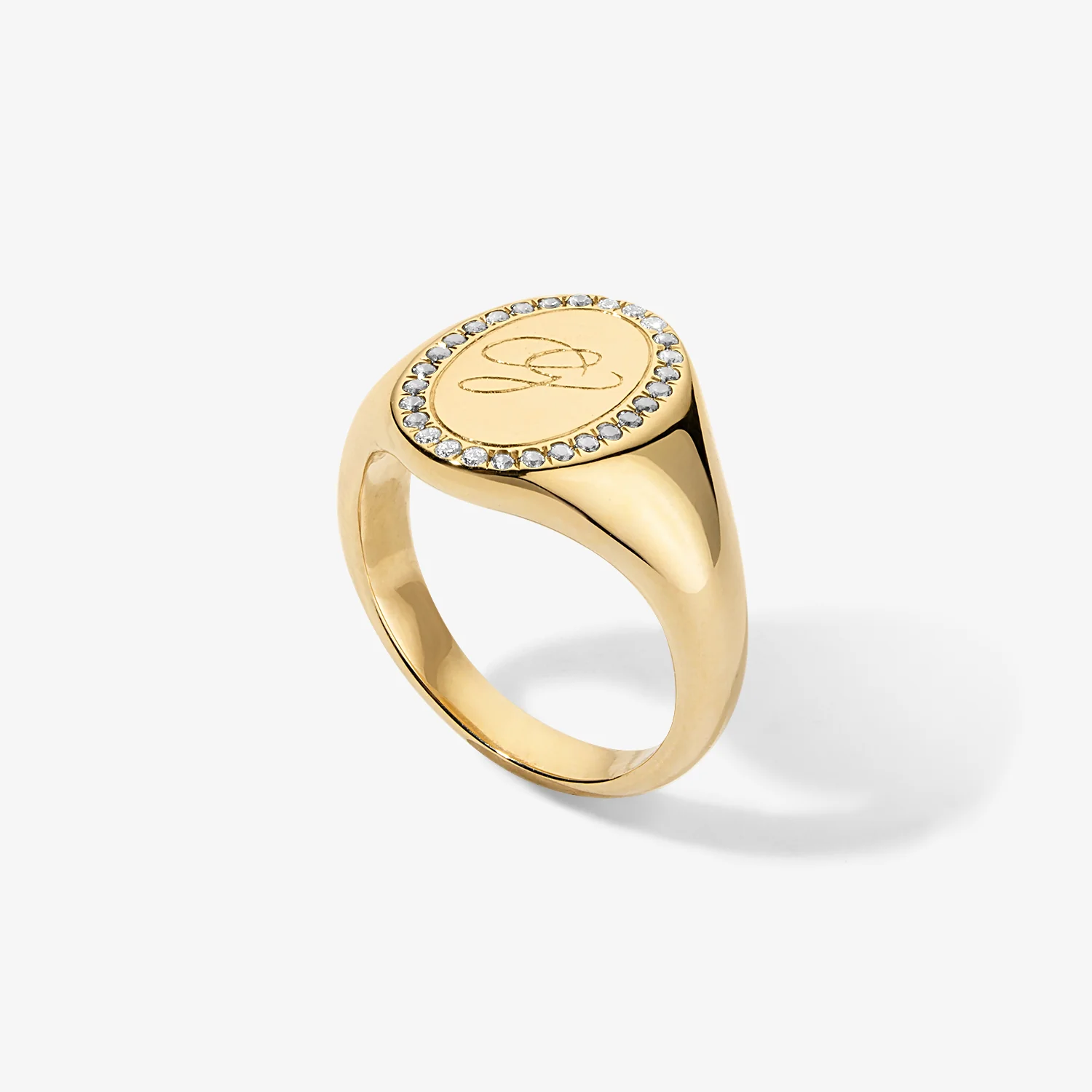 Grace Diamond Signet Ring with Initial - Image 3