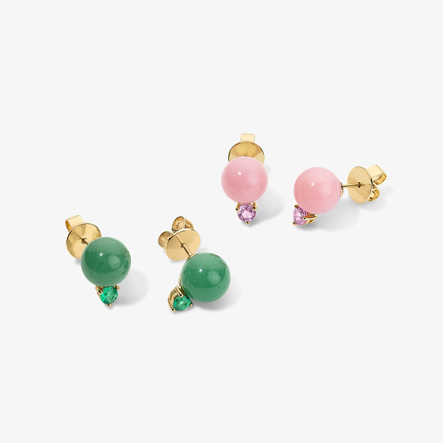 Grace Green Aventurine and Emerald Studs