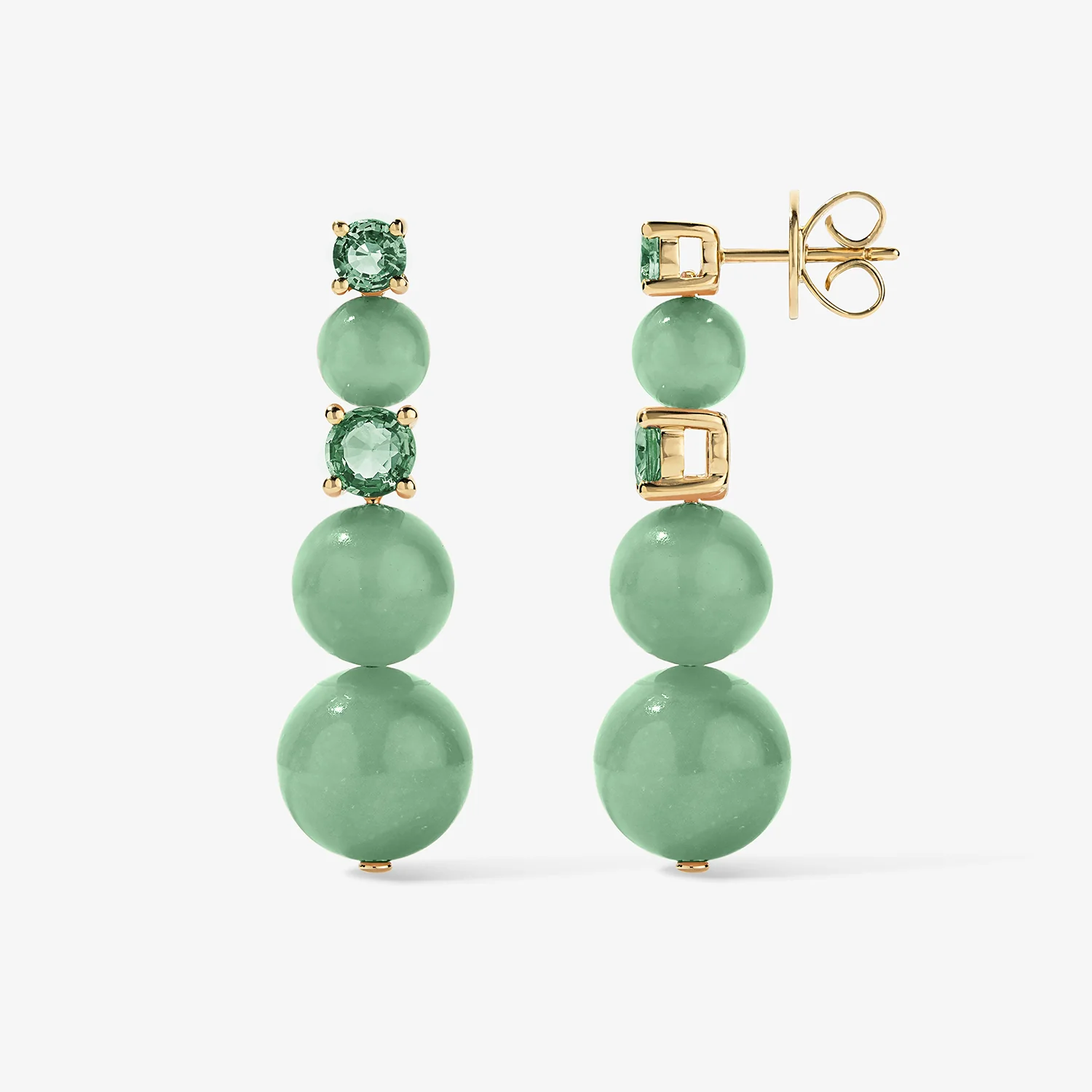 Grace Green Aventurine Graduated Drop Earrings - Image 2
