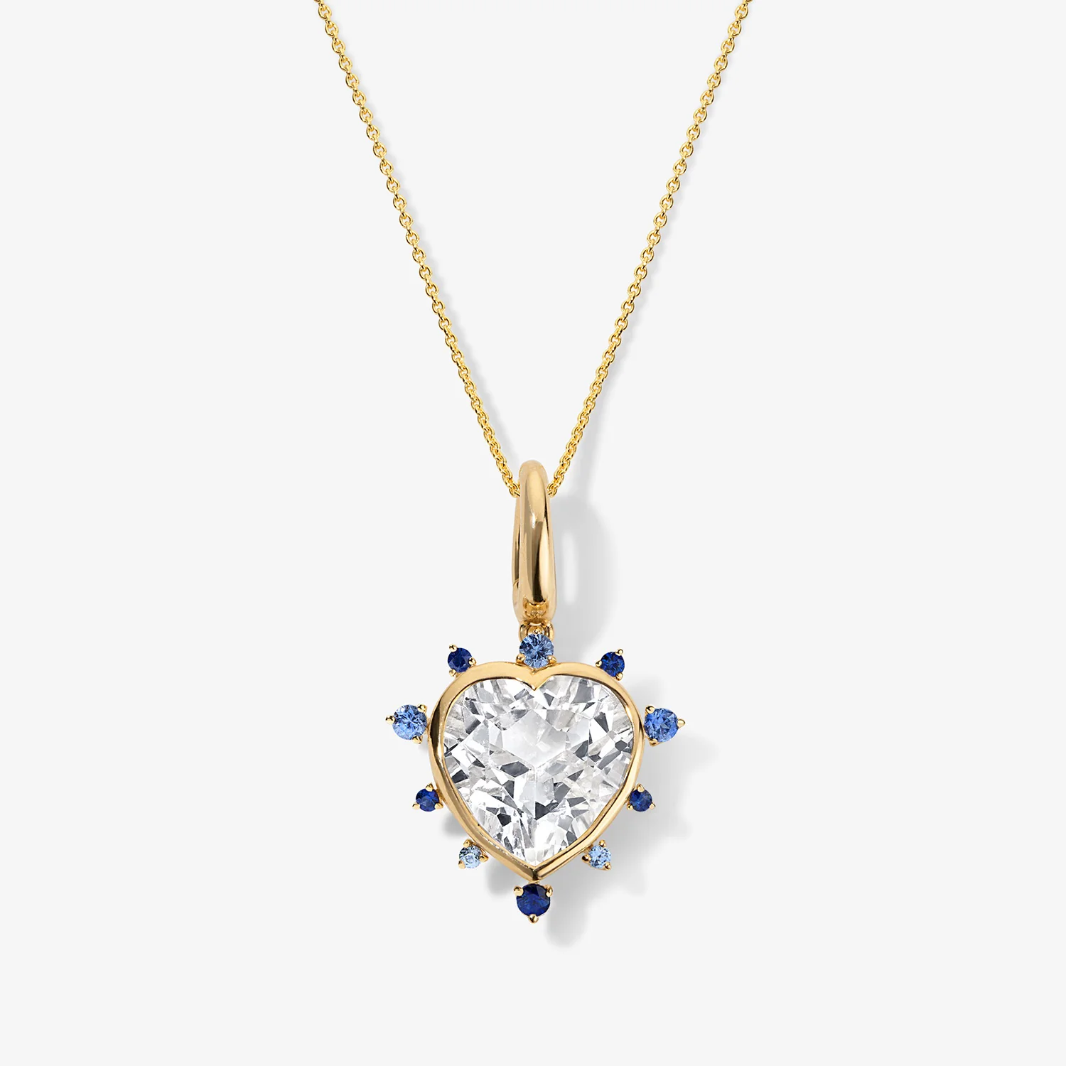 Grace Heart Charm with Blue Sapphire Halo - Image 2