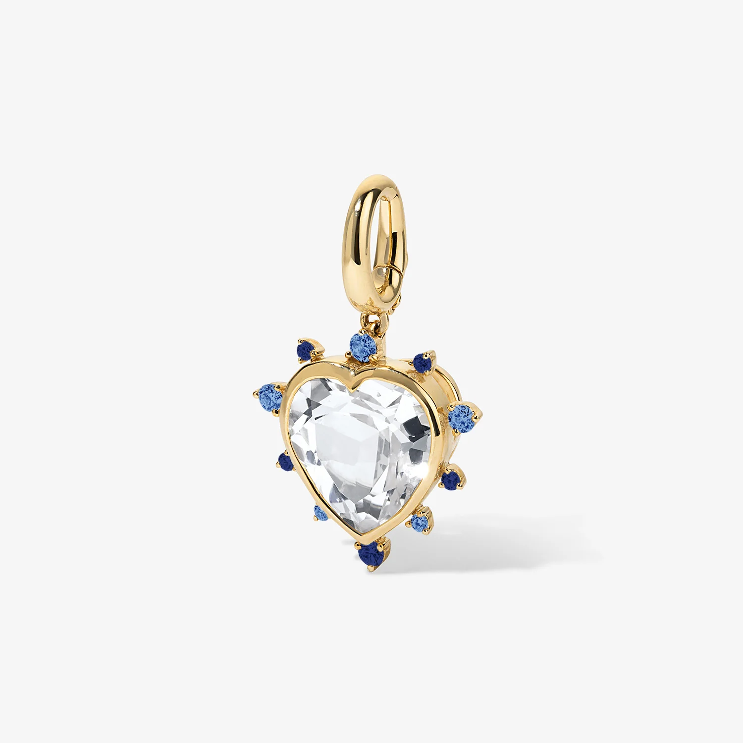 Grace Heart Charm with Blue Sapphire Halo - Image 3