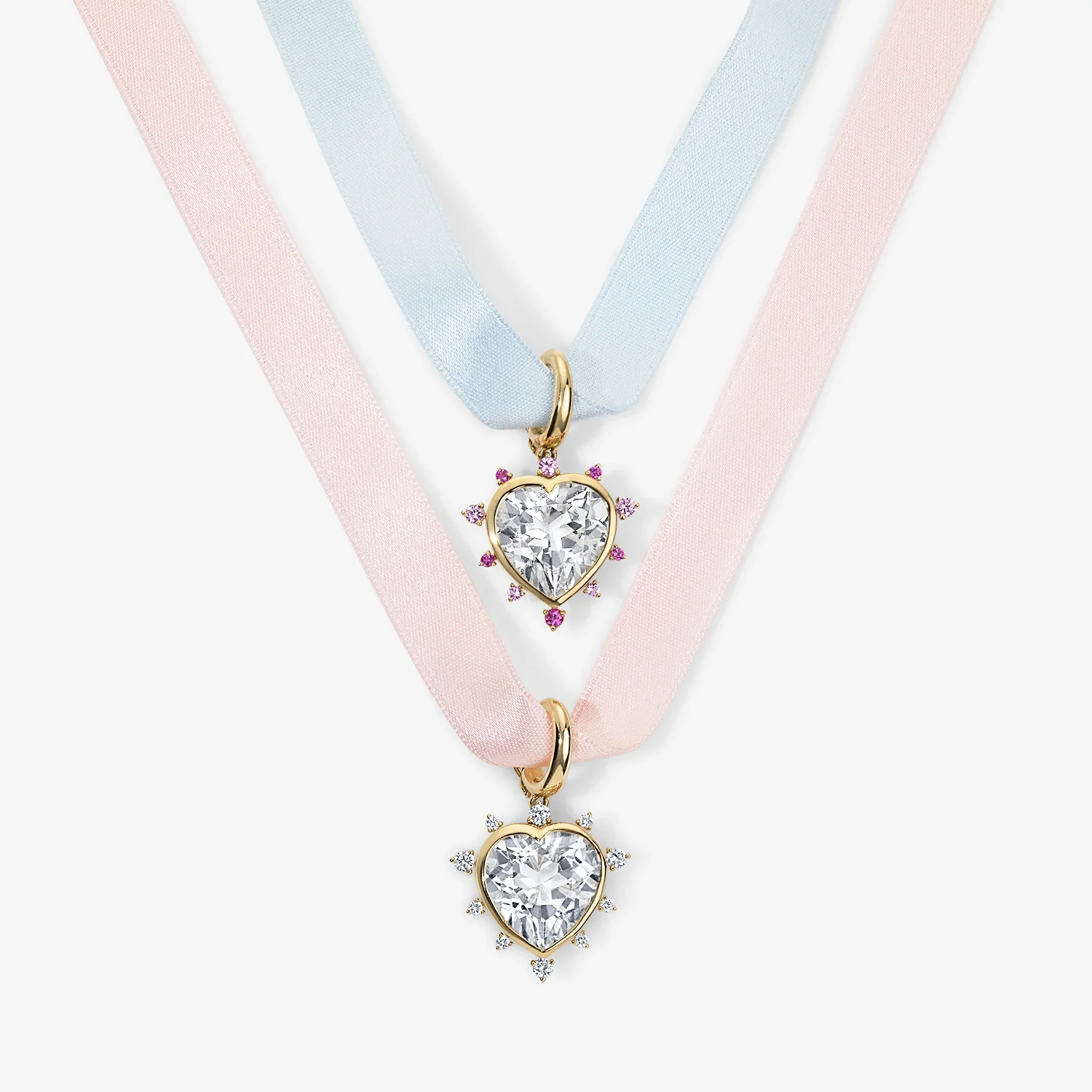 Grace Heart Charm with Pink Sapphire Halo - Image 2