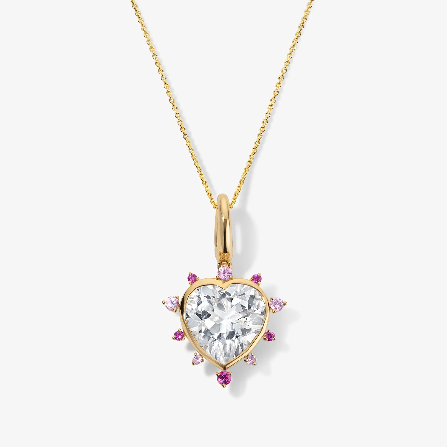 Grace Heart Charm with Pink Sapphire Halo - Image 4