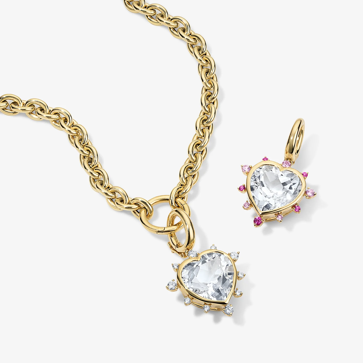 Grace Heart Charm with Pink Sapphire Halo - Image 6