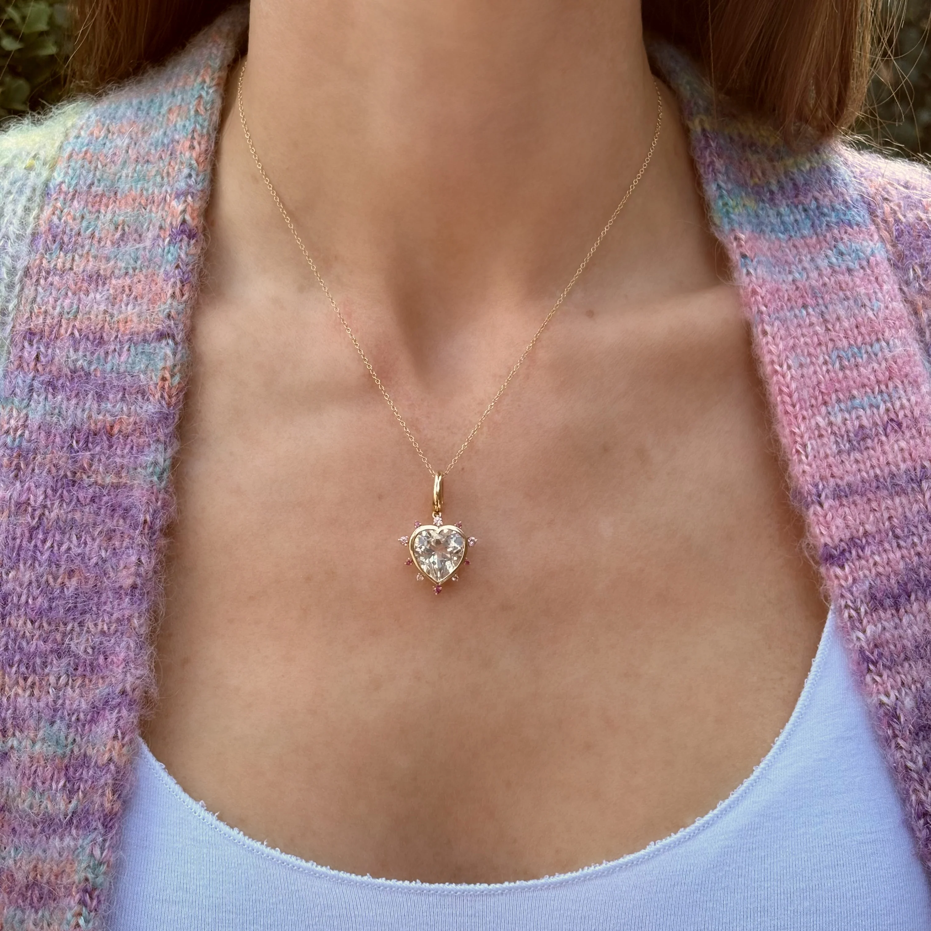 Grace Heart Charm with Pink Sapphire Halo - Image 7